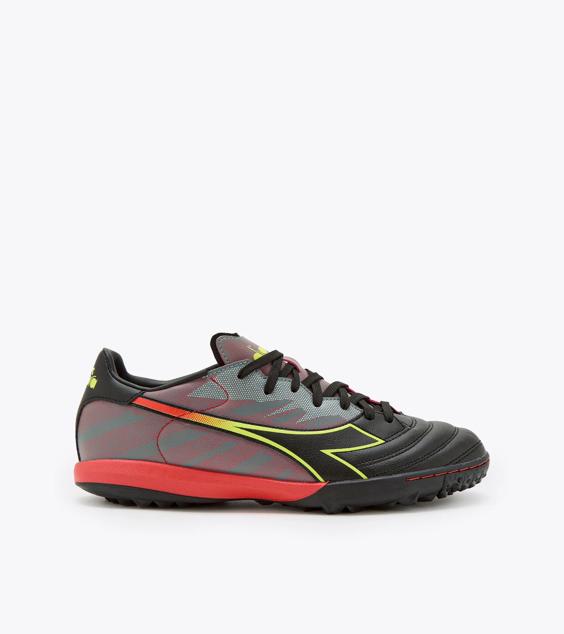 Diadora Brasil Elite Veloce R TFR Turf Soccer Cleats - Black/Fluo Yellow/Milano Red - Lightweight Football Shoes for Artificial Grass - Perfect for Training & Matches