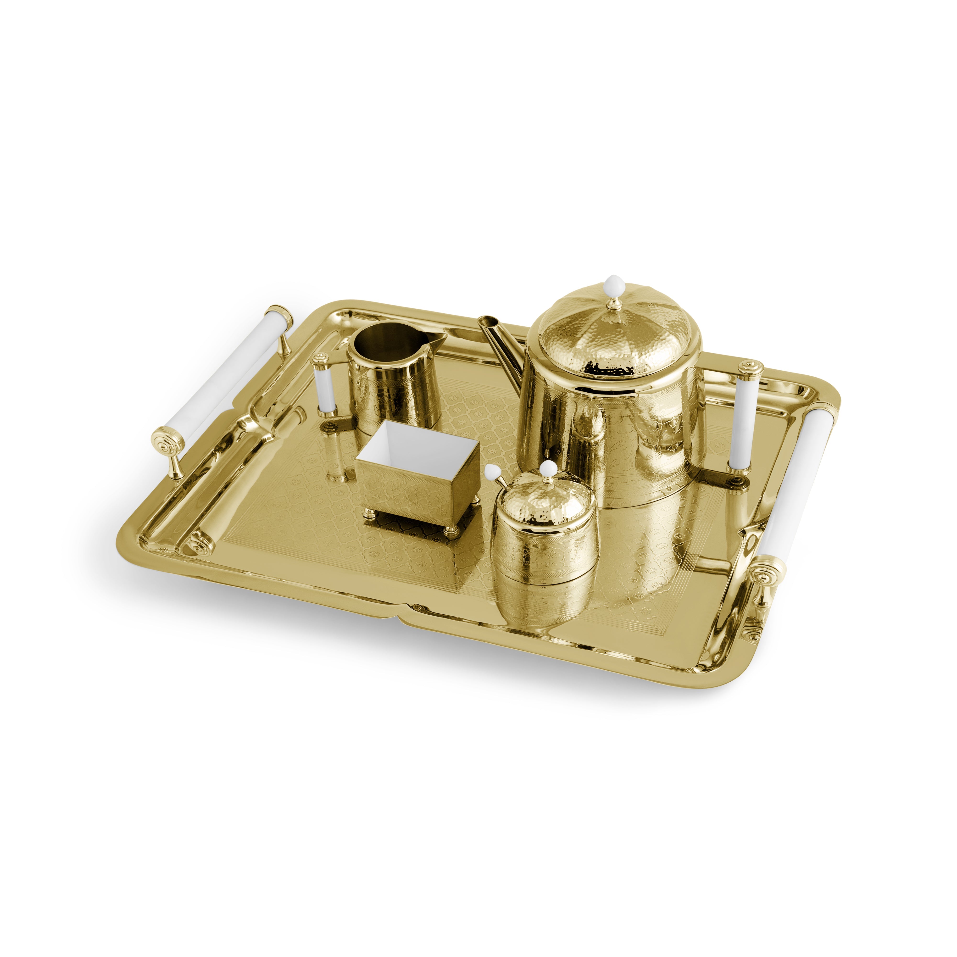 Luxury Palace Gold Tea Set - 24K Gold Plated Porcelain Tea Cups & Pot - Elegant Afternoon Tea & Gift for Tea Lovers - Perfect for High Tea Parties, Bridal Showers & Home Decor