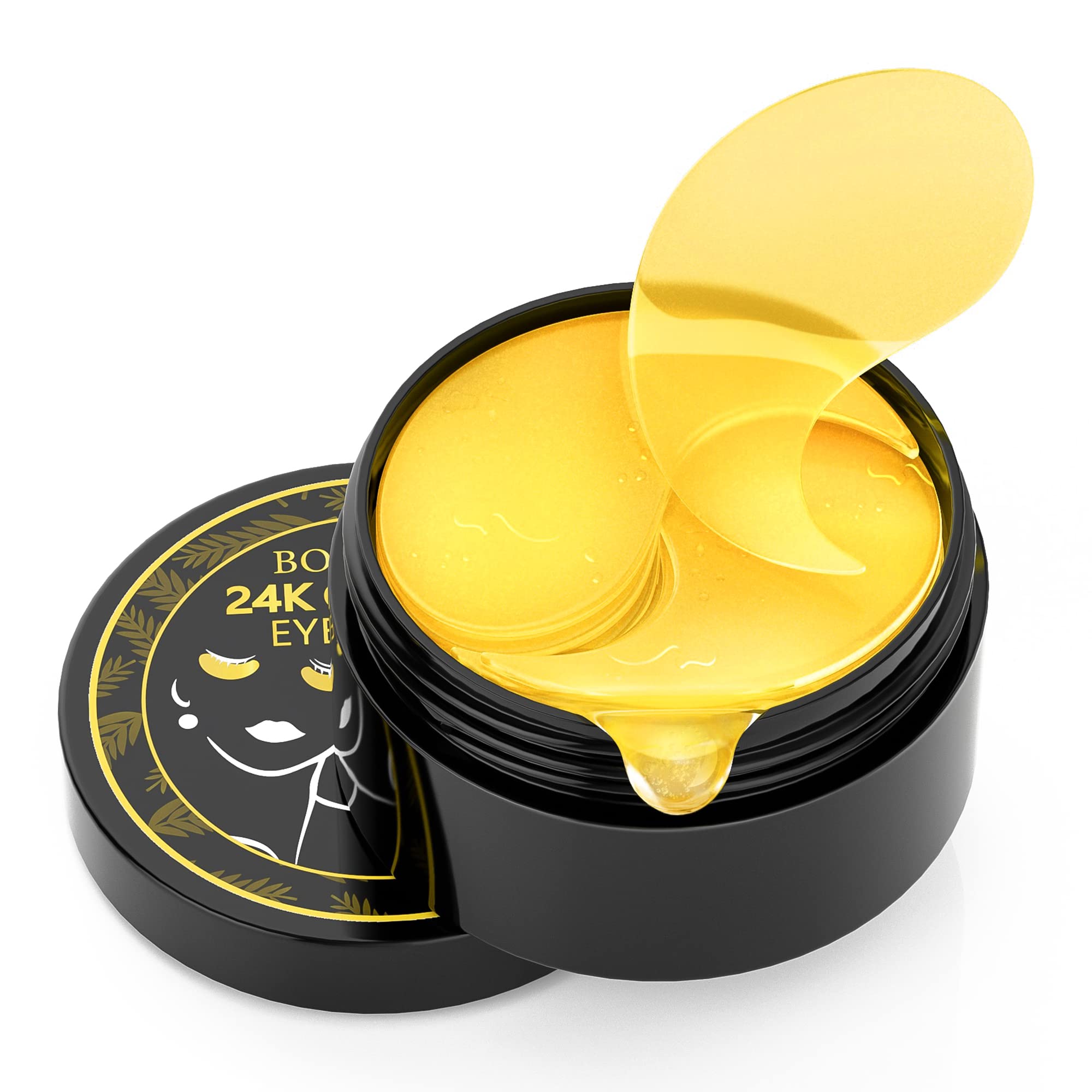 24K Gold Under Eye Patches (60PCS) - Collagen Eye Masks for Dark Circles, Puffiness & Wrinkles - Hydrating & Revitalizing Eye Gels for Travel & Daily Skincare Routine - Perfect for Morning Refresh & Nighttime Eye Care