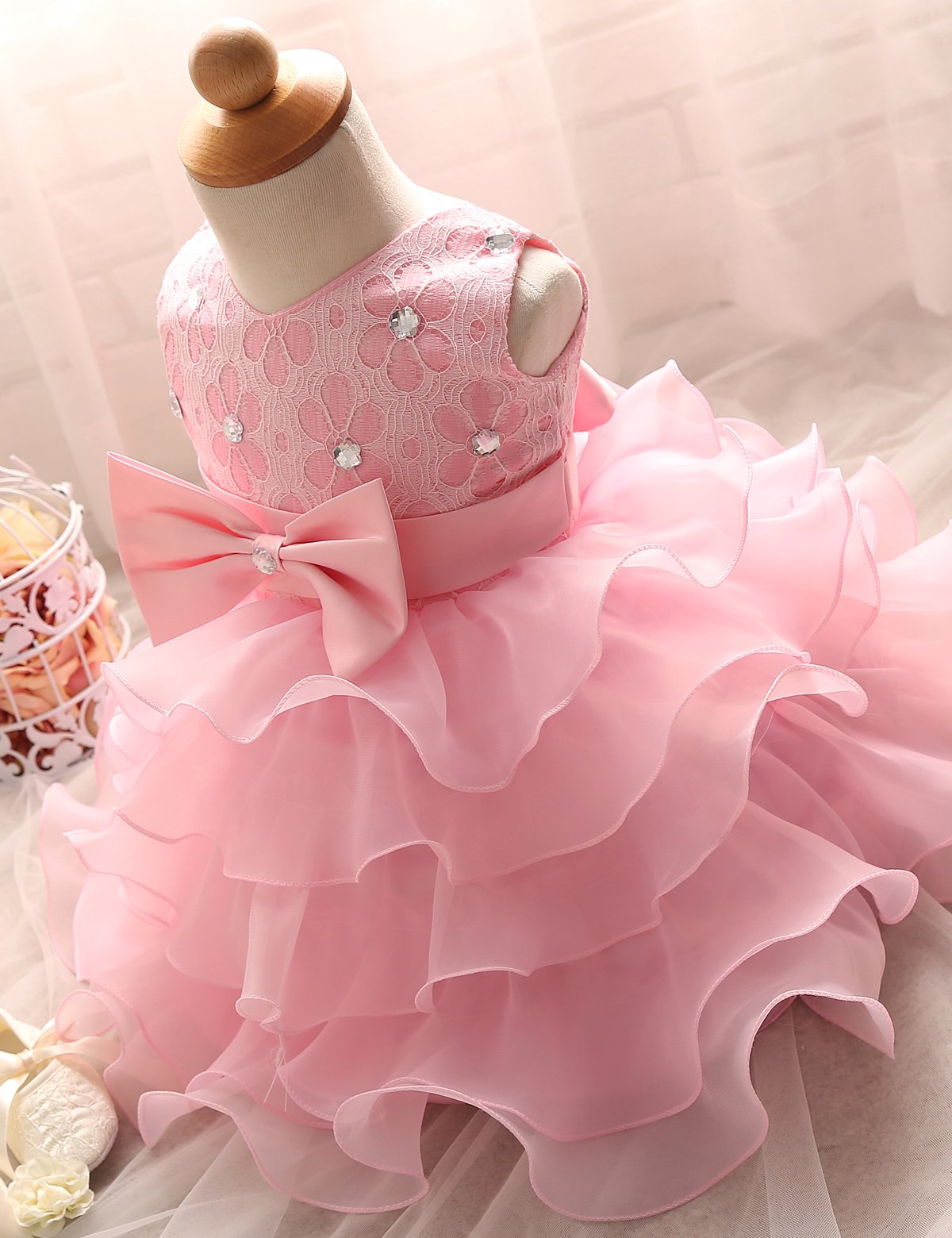 NNJXD Girls Ruffled Lace Party Dress - Elegant Flower Girl Dress for Weddings, Birthday Parties & Special Occasions - Toddler to Kids Formal Attire