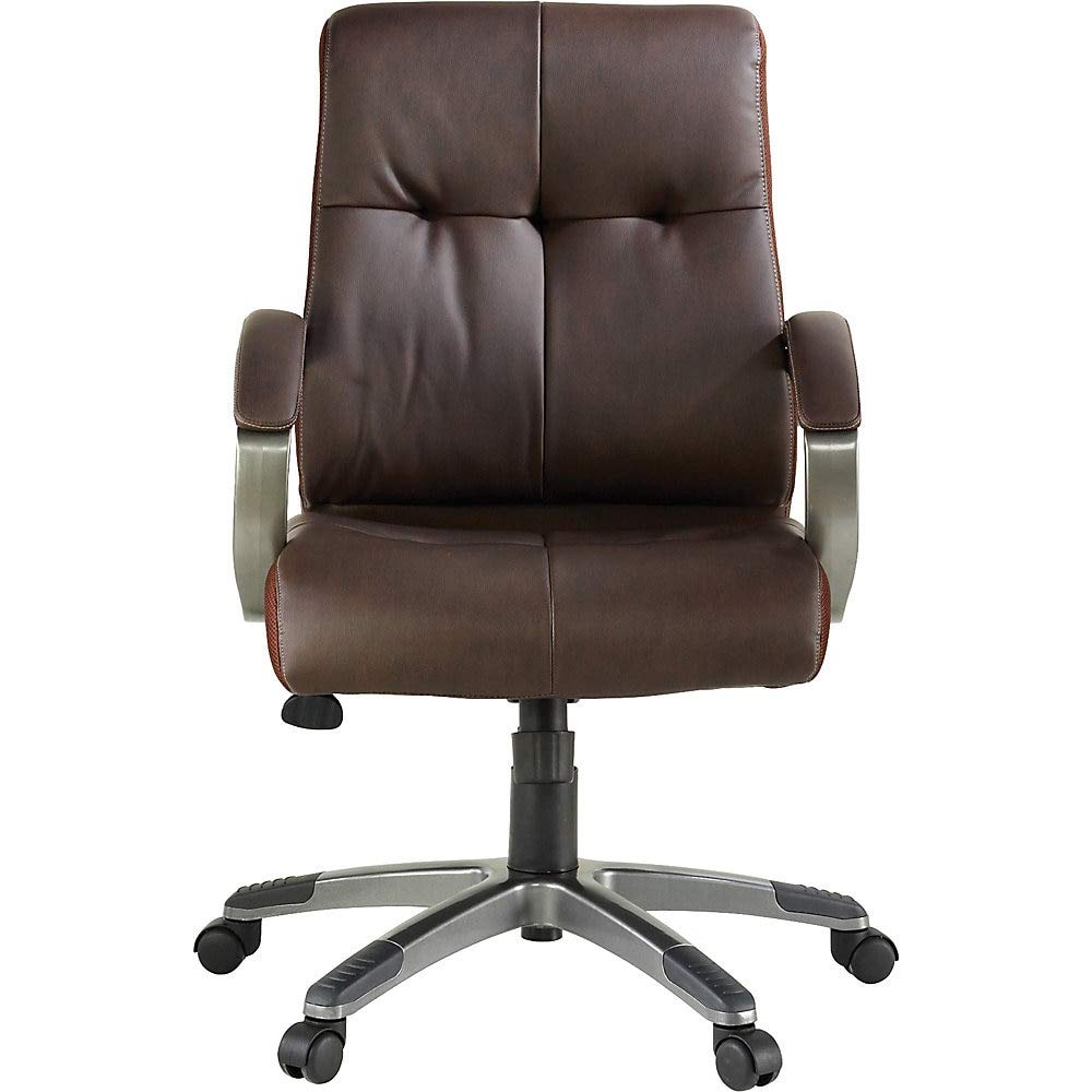 Lorell Brown Managerial Chair - Ergonomic Office Chair for Managers & Executives - High Back Leather Chair with Adjustable Height & Lumbar Support - Perfect for Home Office, Conference Rooms & Corporate Settings