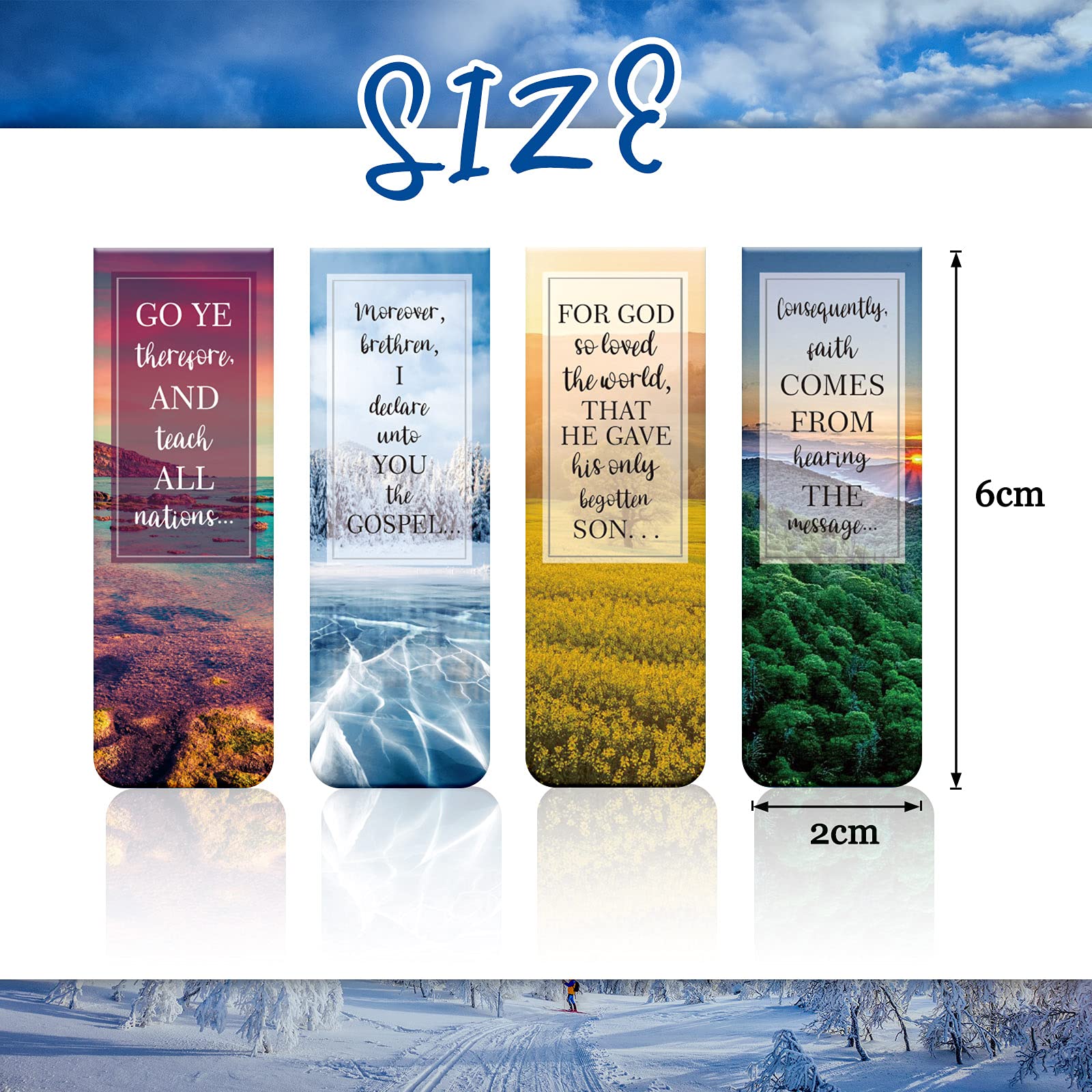 Nezyo 12-Piece Magnetic Christian Bookmark Set with Bible Verses - Inspirational Scripture Quote Bookmarks for Women & Men - Perfect for Bible Study, Church Gifts & Daily Devotionals