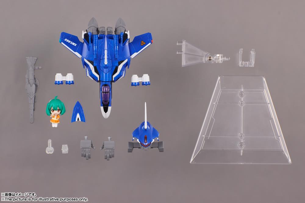 Bandai Tiny Session Macross Frontier VF-25G Messiah Valkyrie (Michael Custom) & Ranka Lee Action Figure Set - Anime Collectible for Display & Play