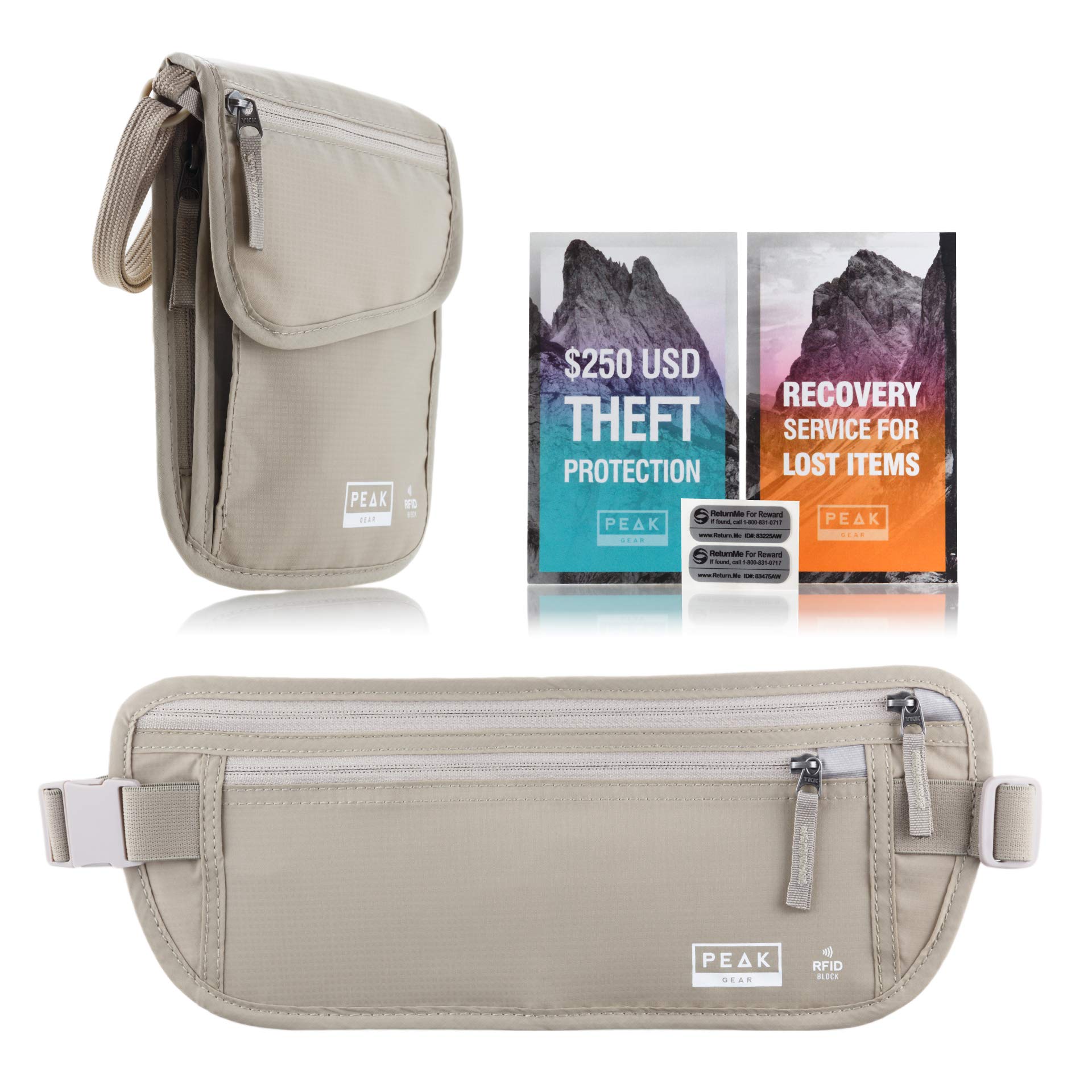 Hidden Travel Money Belt & Neck Wallet Combo - Anti-Theft Security Pouch for Vacation, Airplane & Sightseeing (Beige, 2-Piece Set) - Perfect for International Travel, Cruise Trips & Daily Commute
