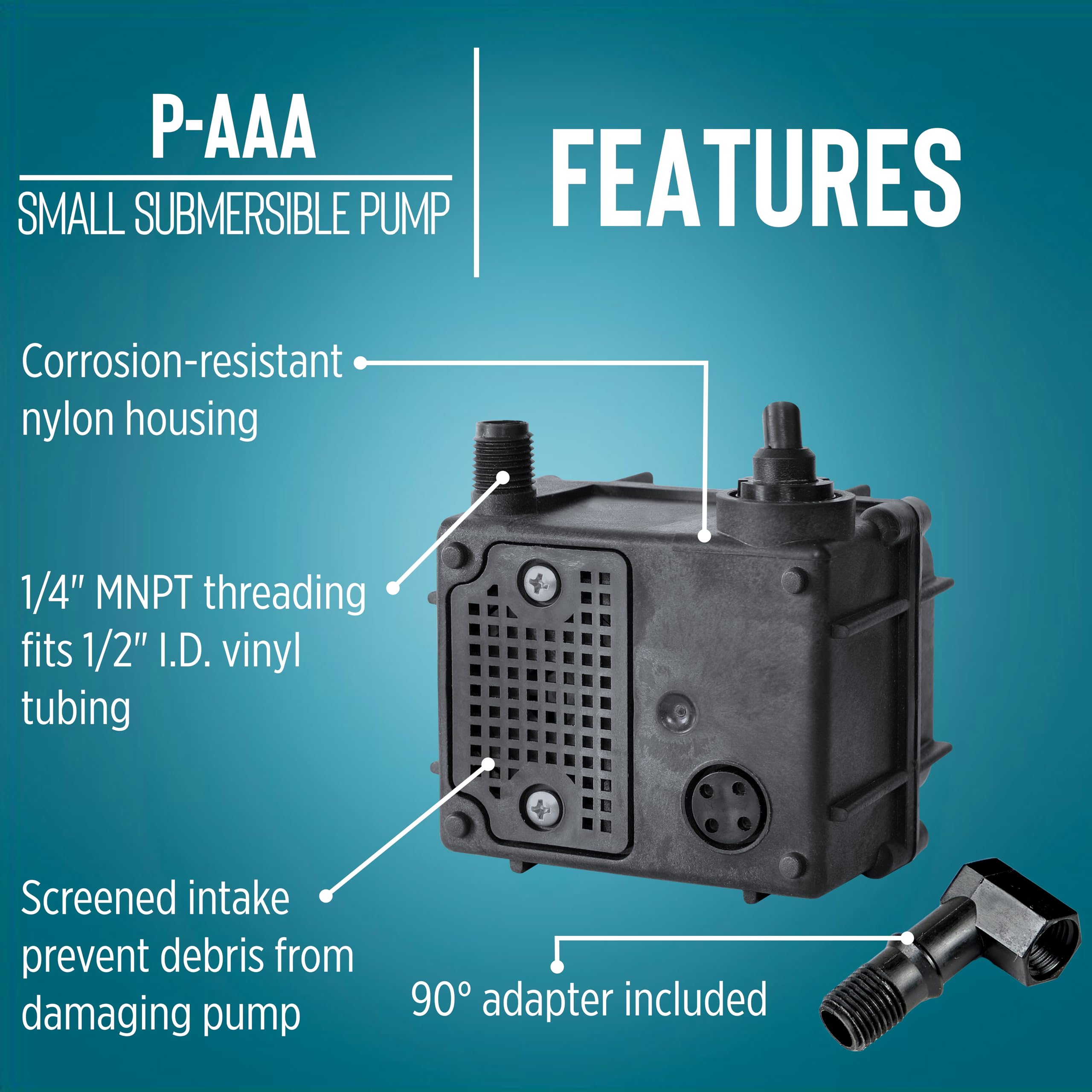 Little Giant P-AAA 115V 1/160HP 120GPH Submersible Fountain Pump - Oil-Filled Recirculating Water Pump with 6-Ft Power Cord (Black, Model 523003) - Perfect for Ponds, Fountains & Hydroponic Systems