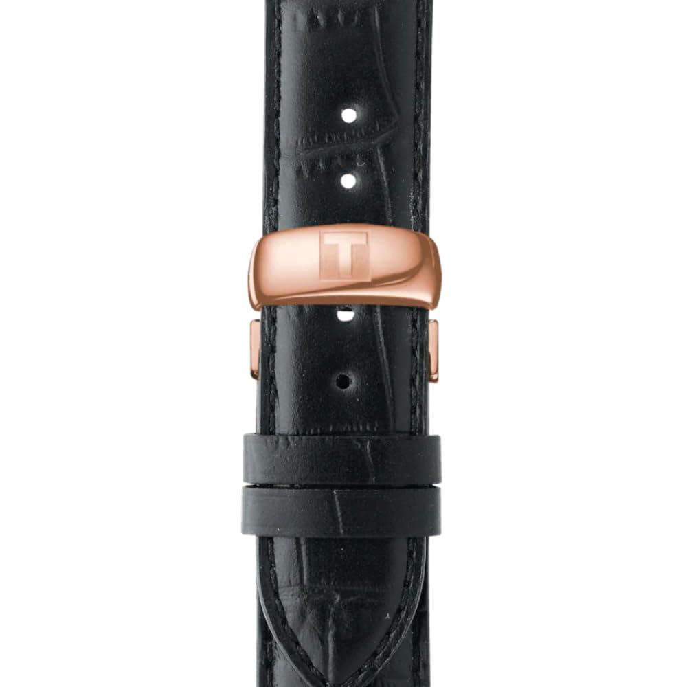 Tissot Men's Le Locle Powermatic 80 Automatic Watch - 316L Stainless Steel Case with Rose Gold PVD Coating, Black Leather Strap, 39mm (T0064073605300) | Luxury Dress Watch for Business, Formal Events & Everyday Elegance