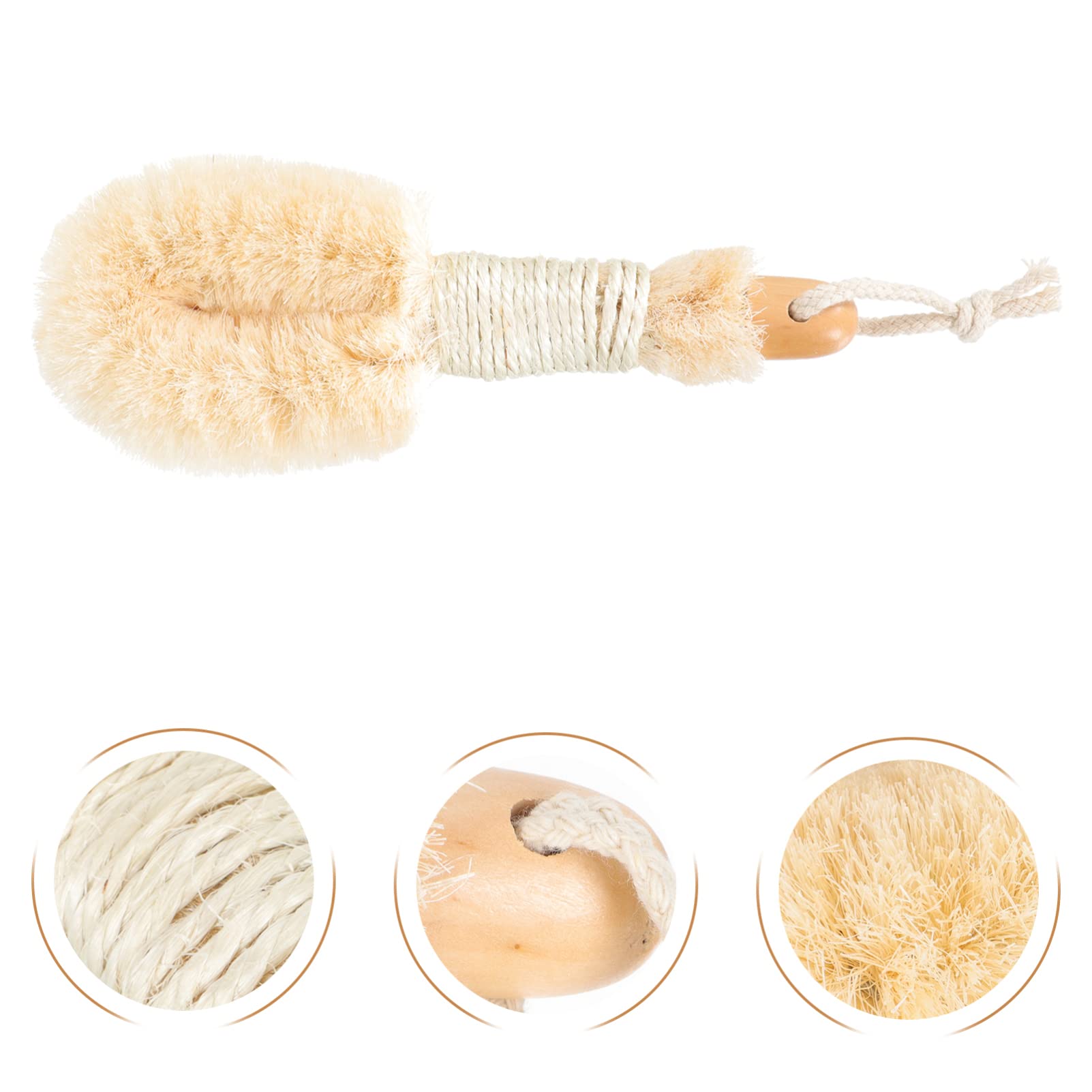 Beaupretty Silicone Body Scrubber with Wooden Handle - Exfoliating Bath Brush for Shower & Spa, Back Scrubber with Bristles & Loofah - Perfect for Deep Cleansing, Dead Skin Removal & Relaxation (Great Gift for Home, Travel & Self-Care Routines)