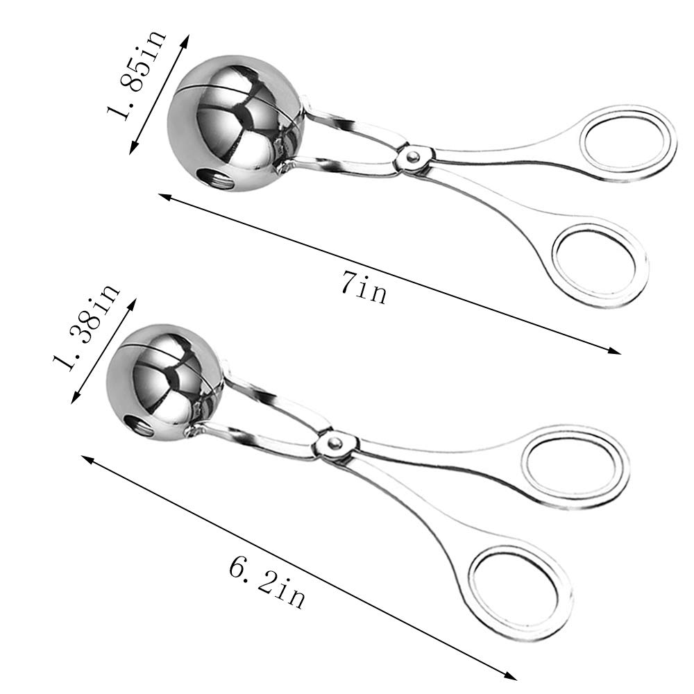 2PCS Stainless Steel Meat Baller & Melon Baller Set - Kitchen Tool for Making Meatballs, Cake Pops, Cookies, Ice Cream & Fruit Balls - Perfect for Baking, Cooking & Food Prep