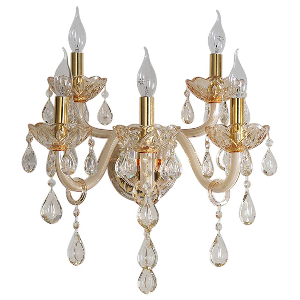 5-Light Crystal Wall Sconce Lighting - Elegant Art Deco Wall Lamp for Dining Room & Bedroom | Perfect for Home Decor, Living Room Accent, and Hallway Lighting