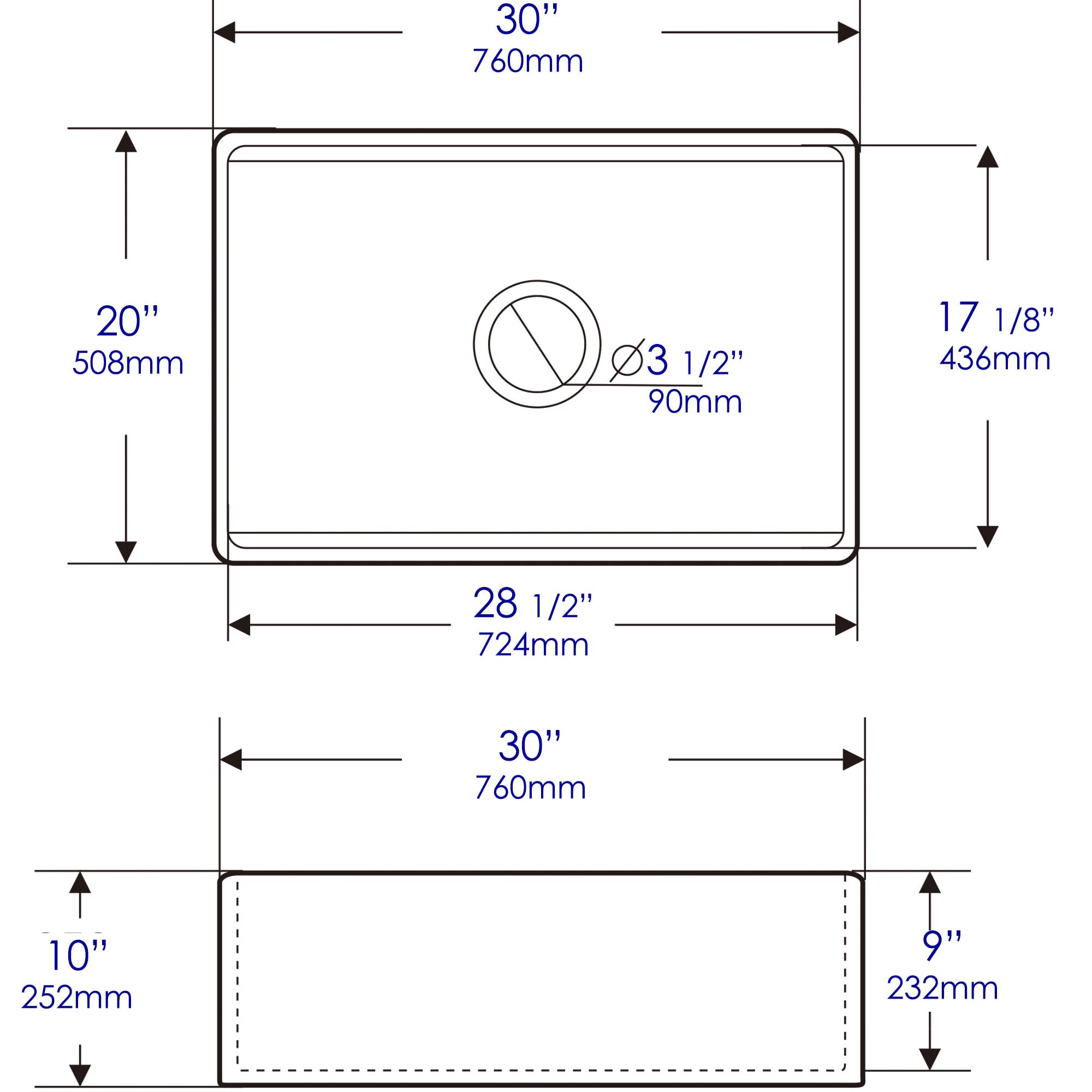 ALFI ABFS3020-W 30-Inch Undermount Kitchen Sink in White - Durable Stainless Steel for Modern Kitchens, Perfect for Cooking, Washing Dishes & Food Prep