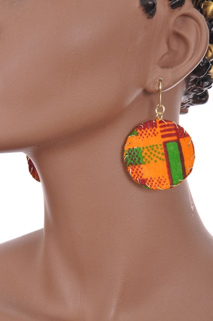 Authentic Kente Print Earrings DPJ3227ER – Handmade African Tribal Jewelry for Women – Perfect for Weddings, Parties & Cultural Events