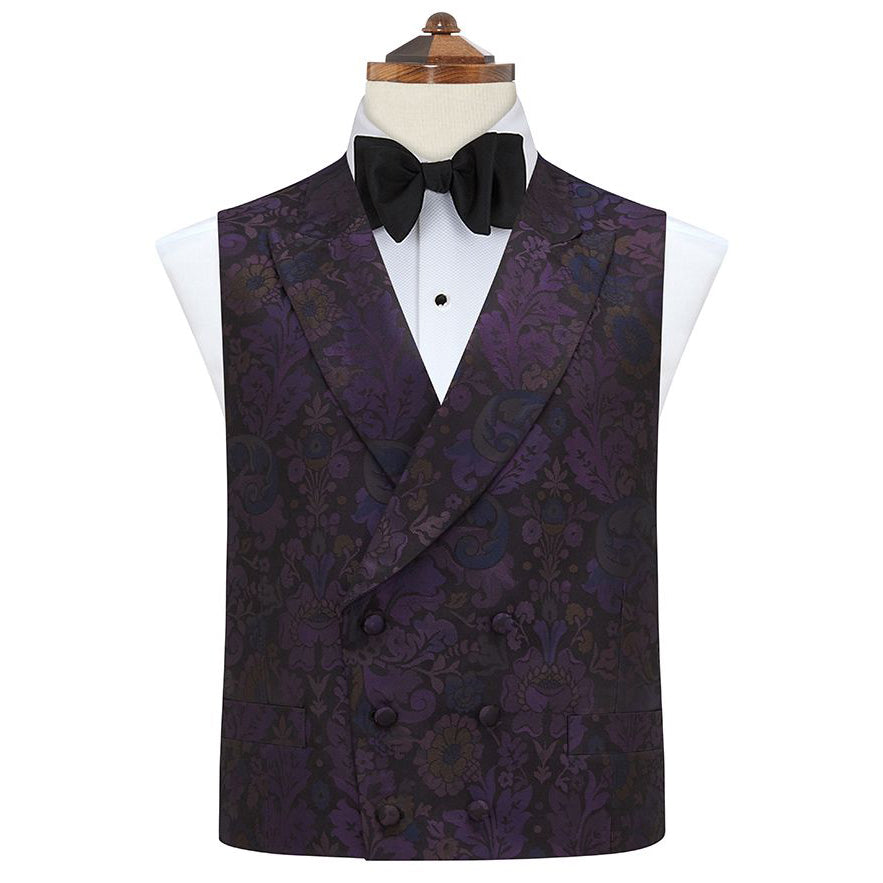 Hayward Purple Jacquard Silk Waistcoat for Men - Elegant Formal Vest for Weddings, Parties & Business Events