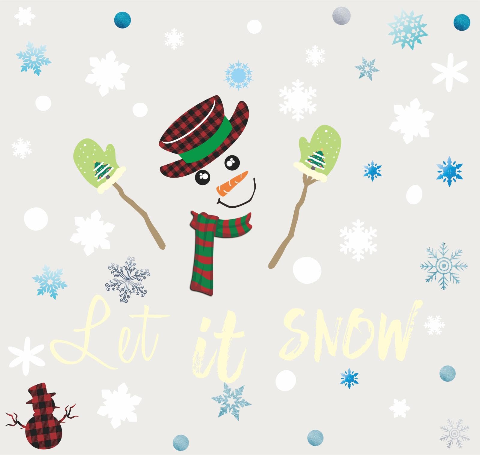Snowman & Snowflake Christmas Wall Decals - Holiday Window & Door Stickers for Home Decor - Perfect for Living Room, Bedroom, Office & Glass Surfaces