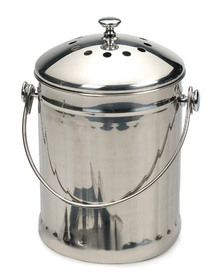 Eco-Friendly Stainless Steel Compost Bin with Lid - 1.3 Gallon Kitchen Countertop Compost Pail for Food Waste Recycling - Perfect for Organic Gardening & Sustainable Living