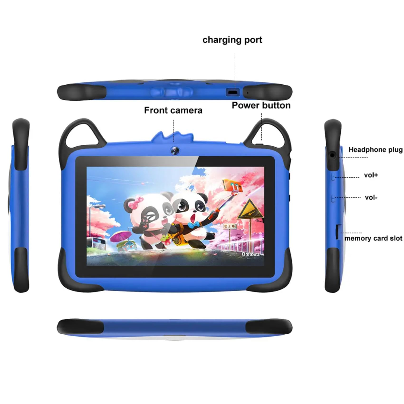 TUTT K7 7-inch Kids Learning Tablet - Drop-Resistant, HD Display, 8GB Memory (Expandable), Android OS, Dual Camera, Parental Controls - Perfect for Early Education & Home Learning (Blue)