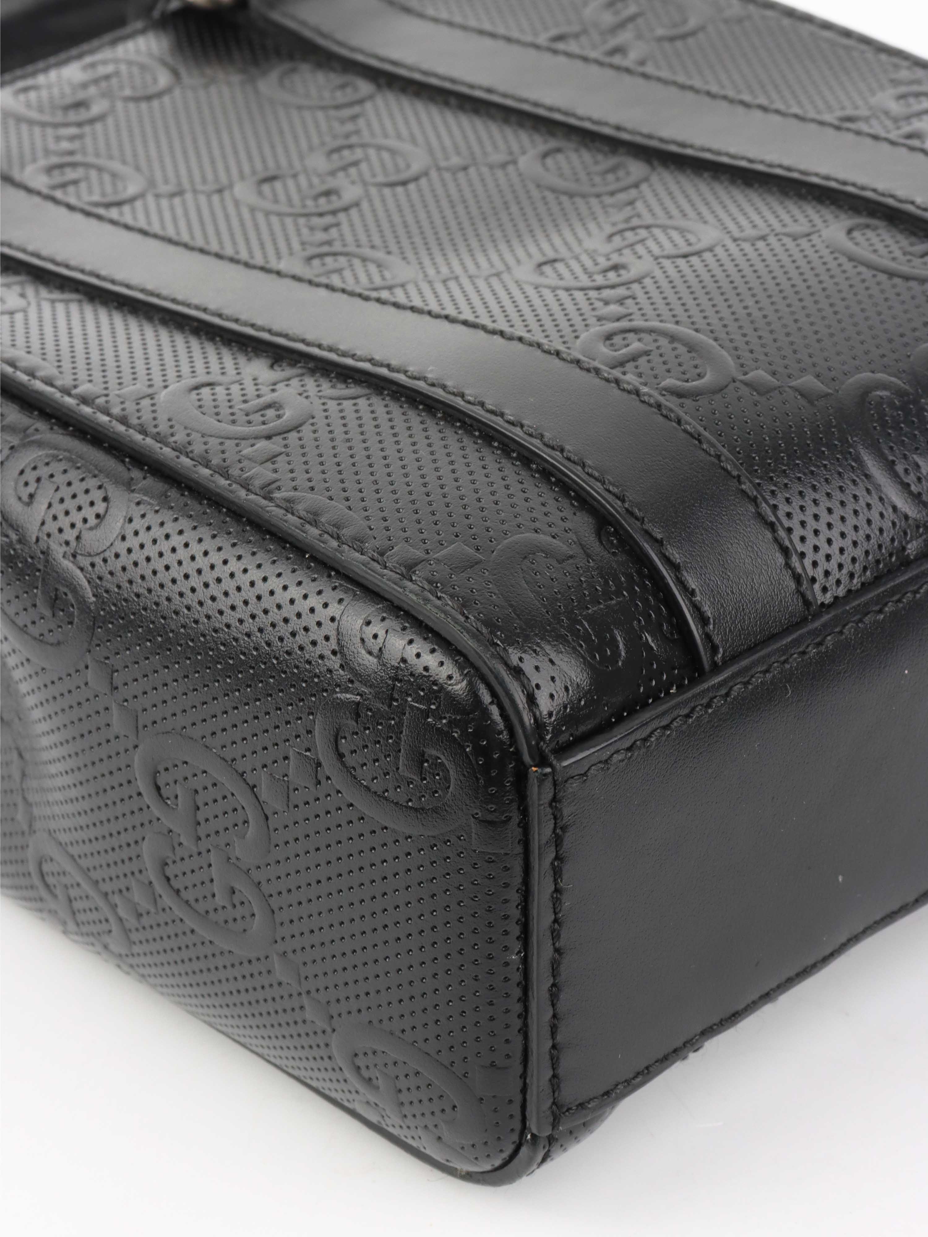 Gucci Black Monogram Satchel Bag for Women - Luxury Leather Shoulder Handbag Purse - Perfect for Work, Travel & Evening Events