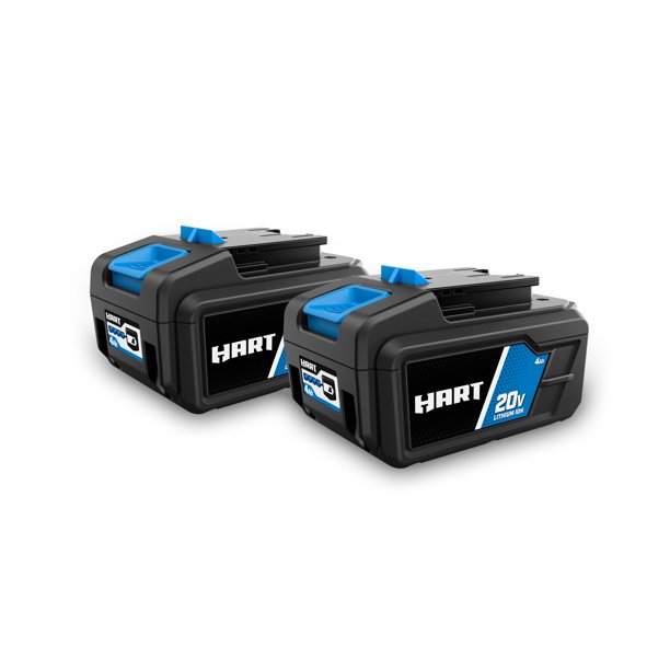 HART 2-Pack 20V 4.0Ah Lithium-Ion Battery for Power Tools - Compatible with HART 20-Volt Cordless Drills, Saws & More - Perfect for DIY Projects, Home Improvement & Professional Construction Work