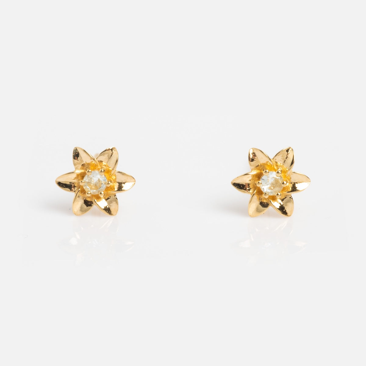Solid Gold Birth Flower Stud Earrings - Personalized Birth Month Jewelry for Women - Perfect Gift for Birthday, Anniversary & Special Occasions