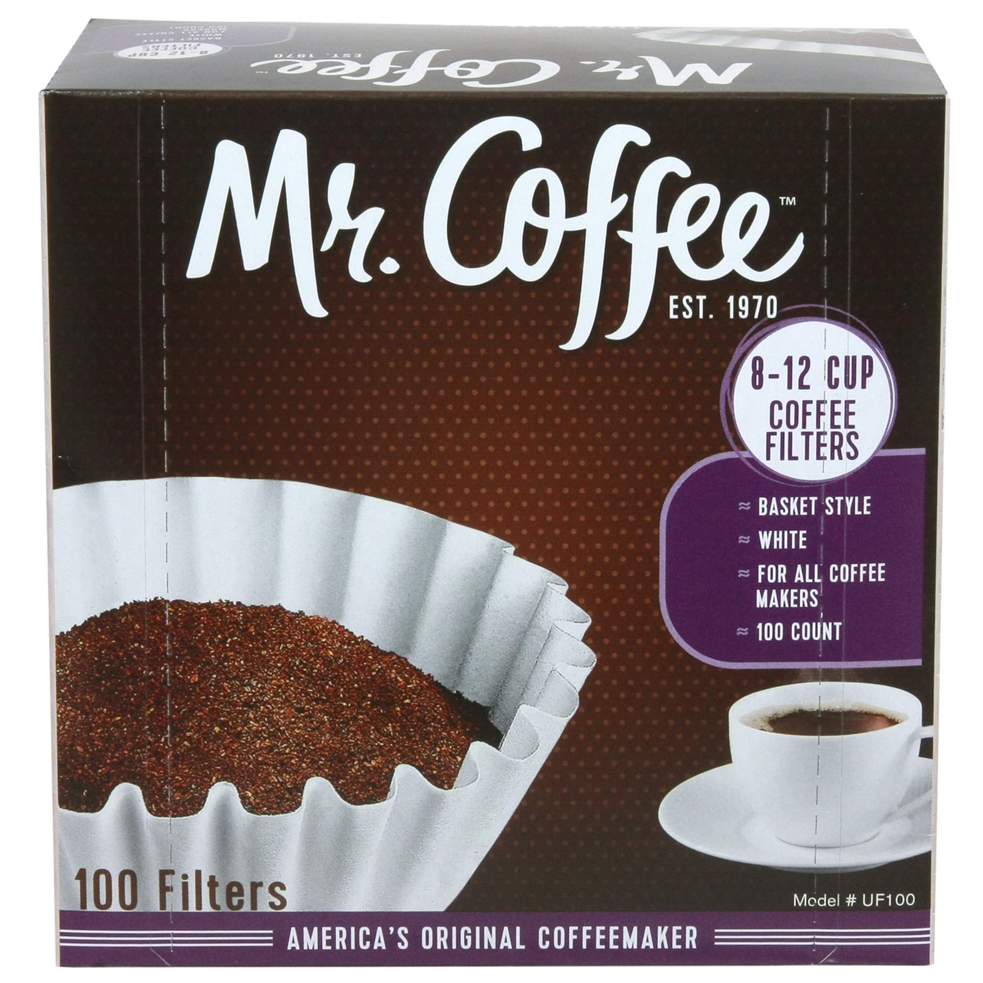 Mr. Coffee 8-12 Cup Coffee Filters, 100 Count - Compatible with Most Drip Coffee Makers - Perfect for Home, Office, or Restaurant Use