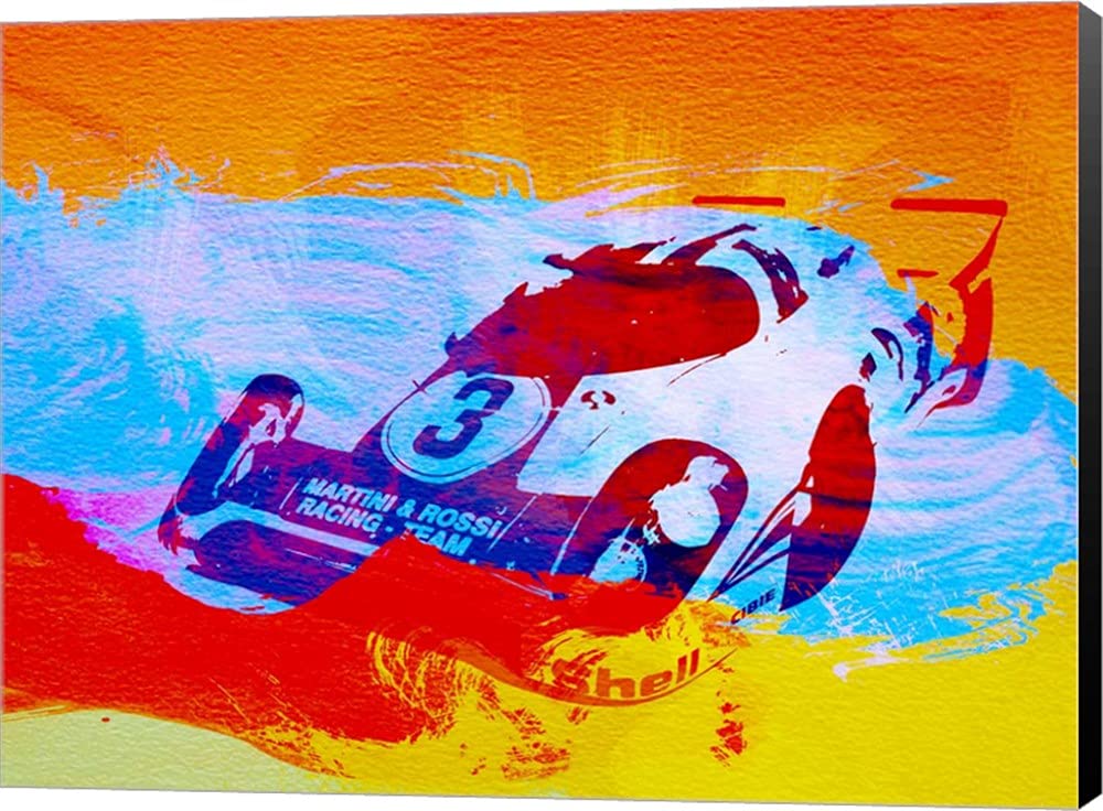 Porsche 917 Martini Racing Canvas Wall Art - 24x18 Inch Museum Wrapped Black Edge Framed Painting - Vintage Motorsport Decor for Man Cave, Office & Garage