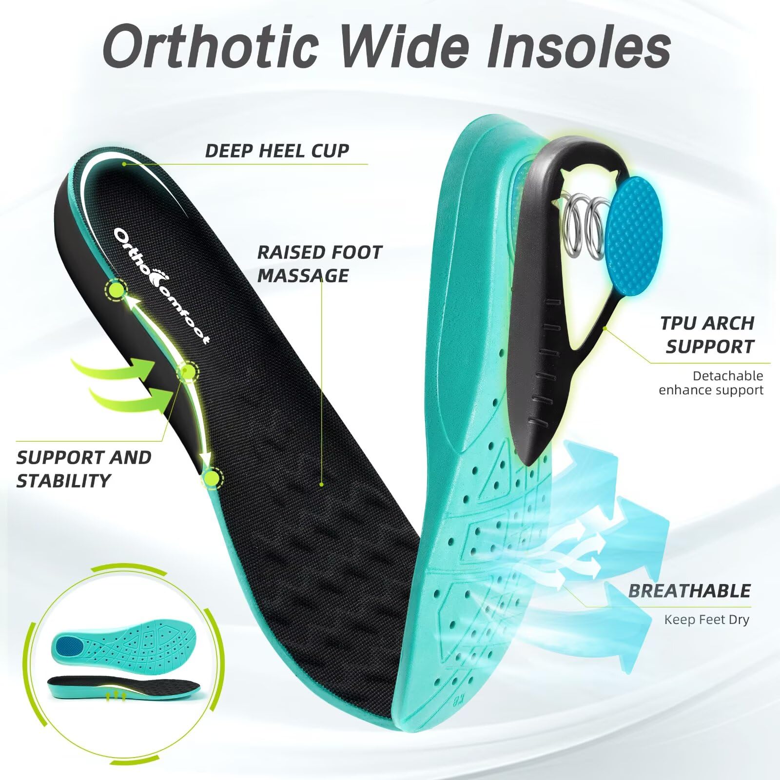 Men's Orthopedic Diabetic Walking Shoes - Wide Width Comfort Sneakers with Arch Support for Plantar Fasciitis, Hammer Toes & Foot Pain Relief | Breathable Work, Sports & Casual Shoes for Swollen Feet | Perfect for Walking, Running, Tennis & Daily Activities