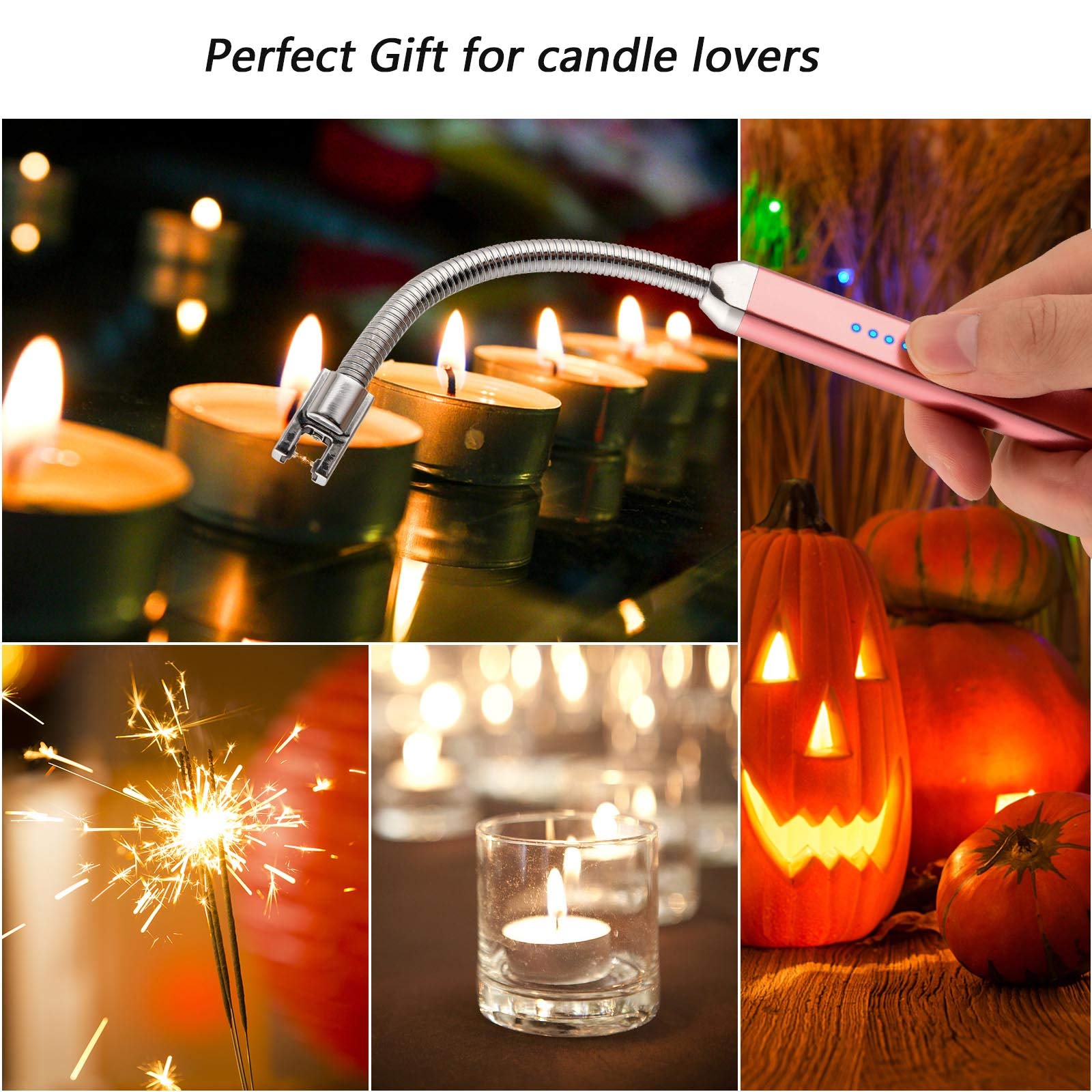 USB Rechargeable Electric Candle Lighter - Windproof Arc Lighter for Birthday, Mother's Day Gifts (Great for Mom, Women, Men, Wife, Sister) | Perfect for Home Decor, Romantic Dinners, Candle Lighting & Special Occasions