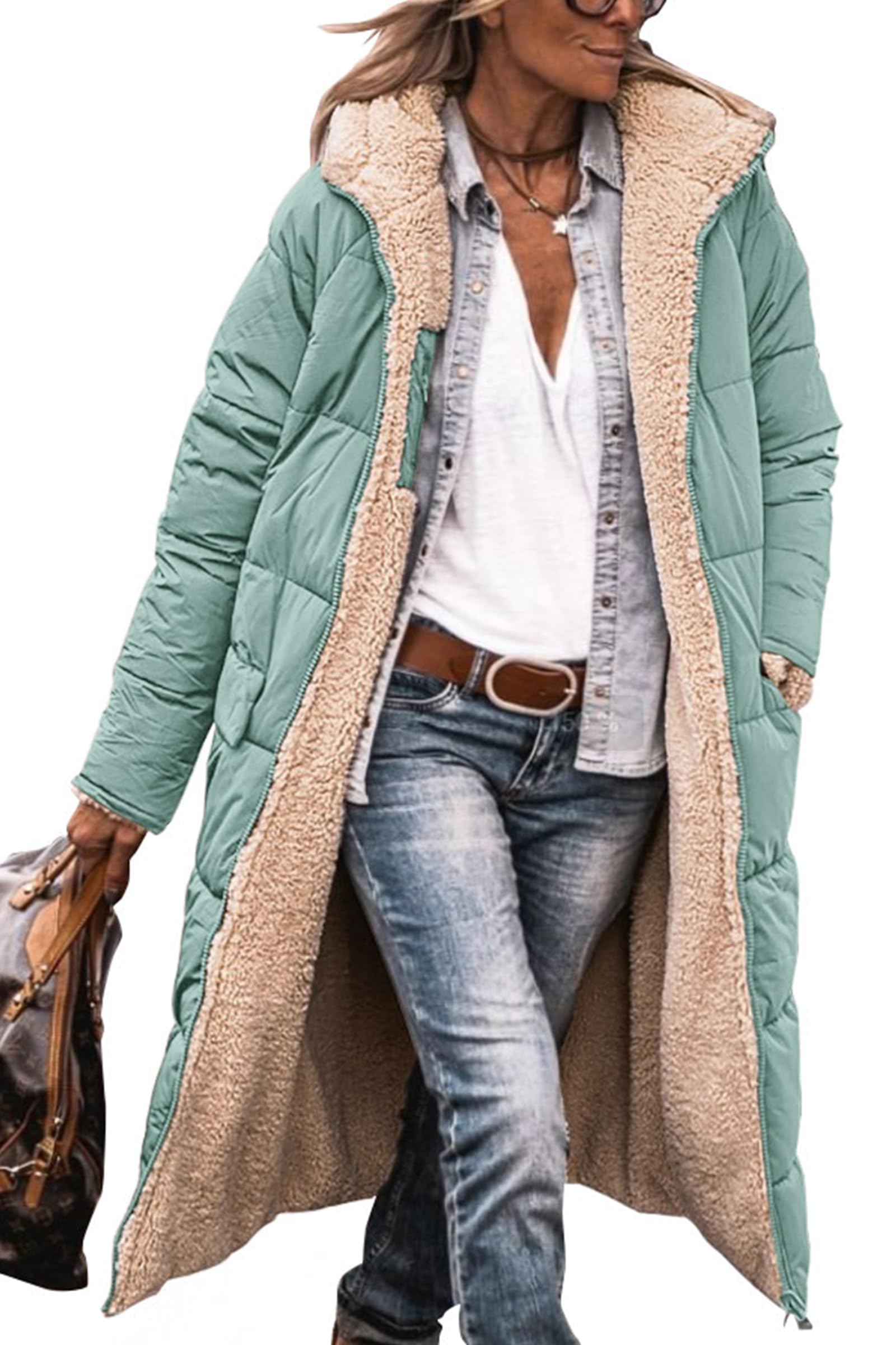 PRETTYGARDEN Women's Oversized Shearling Fleece Long Winter Coat Jacket 2025 - Warm Fashion Outerwear for Cold Weather, Snow Days & Street Style
