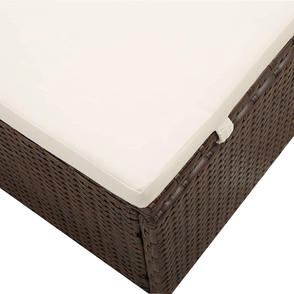 Outdoor Patio Furniture Sunbed - Rattan Sun Lounger with Canopy & Cushion, Brown - Fast Shipping | Perfect for Poolside Relaxation, Garden Lounging & Backyard Sunbathing