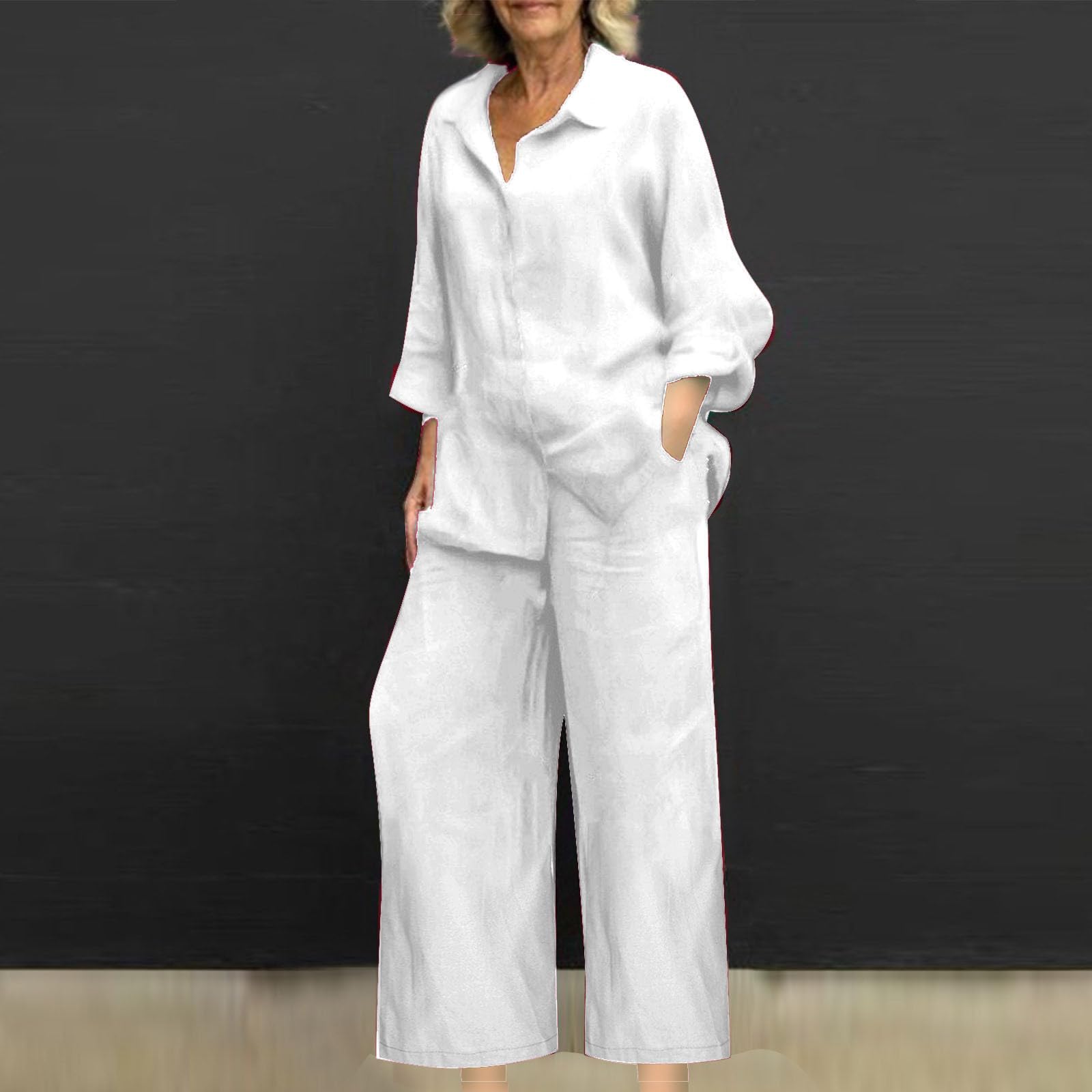 Plus Size Palazzo Pants for Women - Wide Leg Lounge Pants & Matching Sweater Set | Comfortable Two-Piece Outfit for Relaxing at Home, Holiday Attire & Casual Wear | 2024 Women's Fashion Lounge Sets