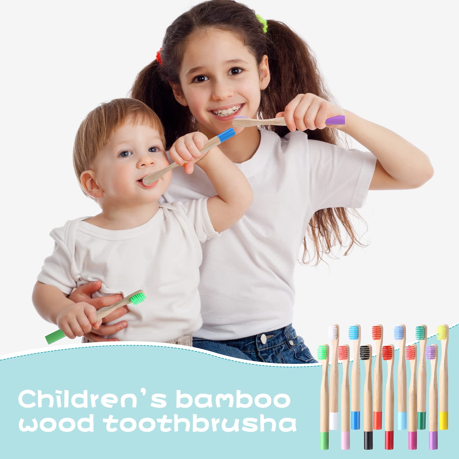 24 Pack Kids Bamboo Toothbrushes - Soft Bristle, BPA Free, Eco-Friendly Wooden Toothbrushes for Toddlers & Children (5.7 Inches) | Individually Wrapped | Perfect for Home, Travel, School & Daily Oral Care Routine