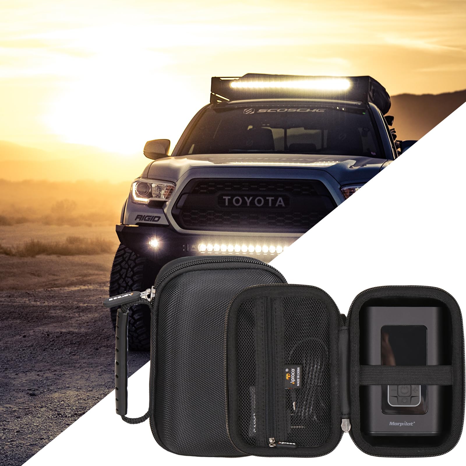 Aproca Durable Hard Storage Travel Case for Morpilot Electric Air Pump & Car Tire Inflator Accessories - Perfect for Road Trips, Camping & Emergency Car Maintenance