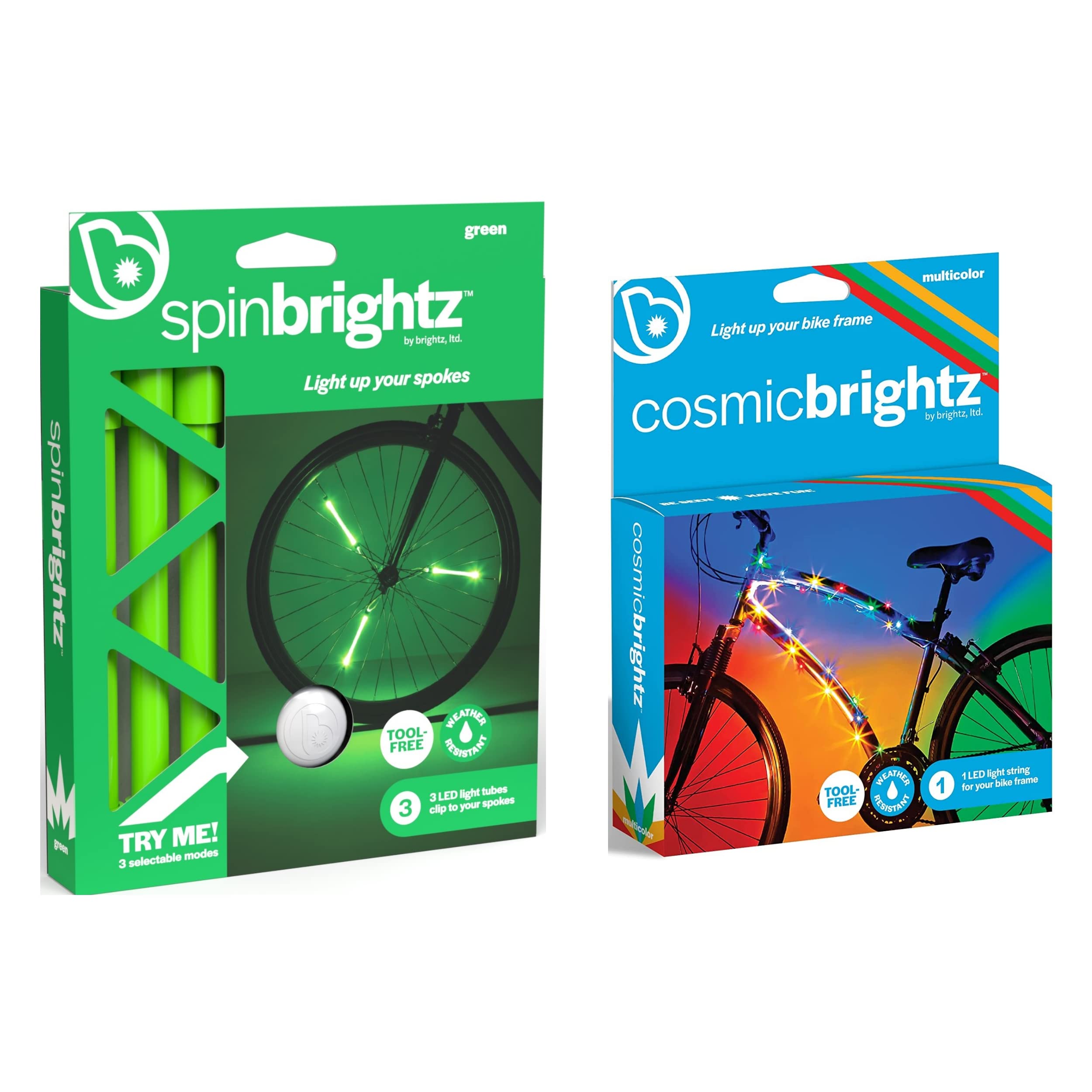 Brightz LED Bike Wheel Lights Combo - 3 Pack Colorful Spoke Light Tubes & Frame Rope Lights for Night Cycling Safety | Waterproof Bicycle Accessories for Kids & Adults | Perfect for Evening Rides, Commuting & Outdoor Adventures