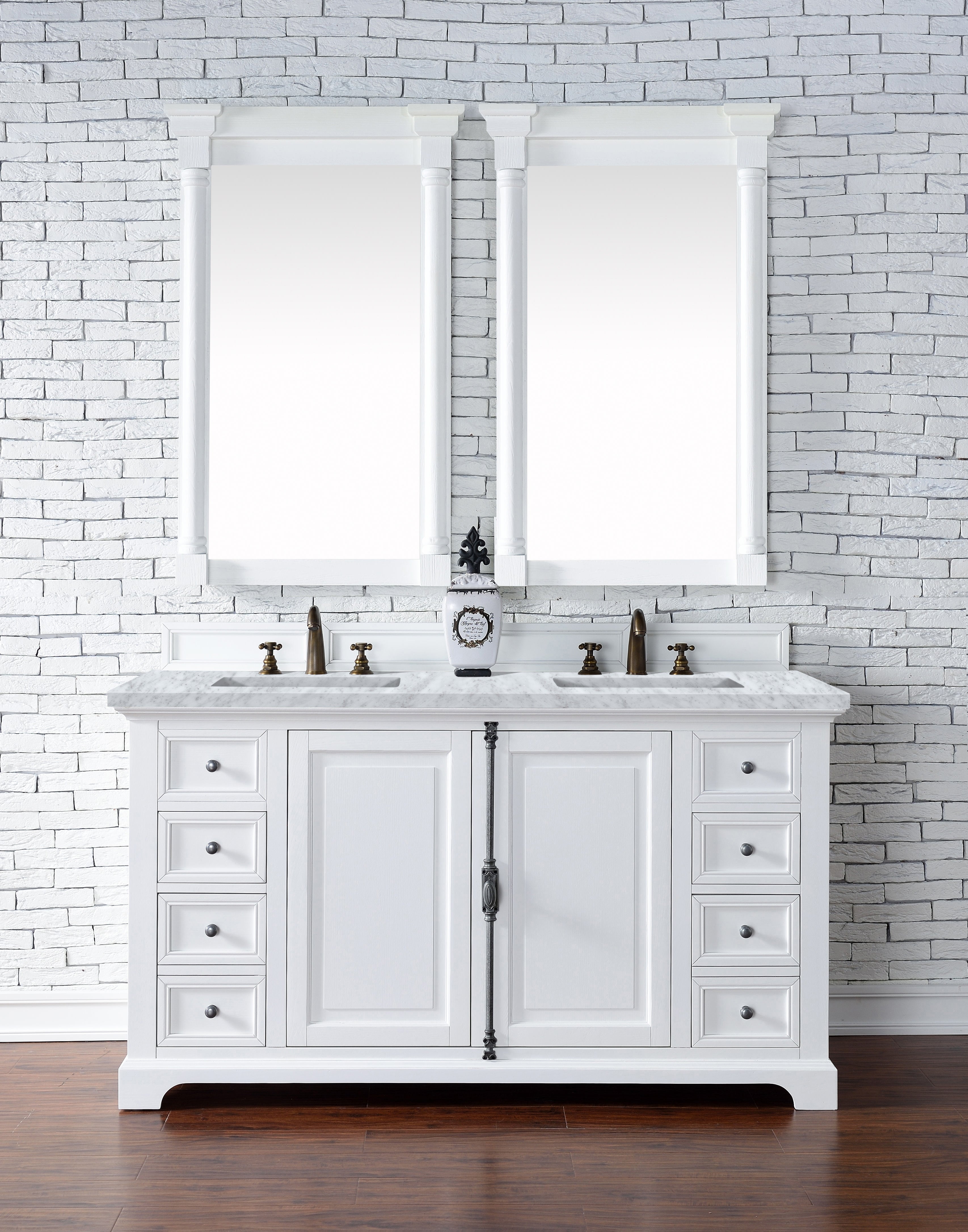 Providence 60-Inch Double Bathroom Vanity with 3CM Carrara Marble Top in Bright White - Perfect for Master Bathroom Renovation and Modern Home Decor
