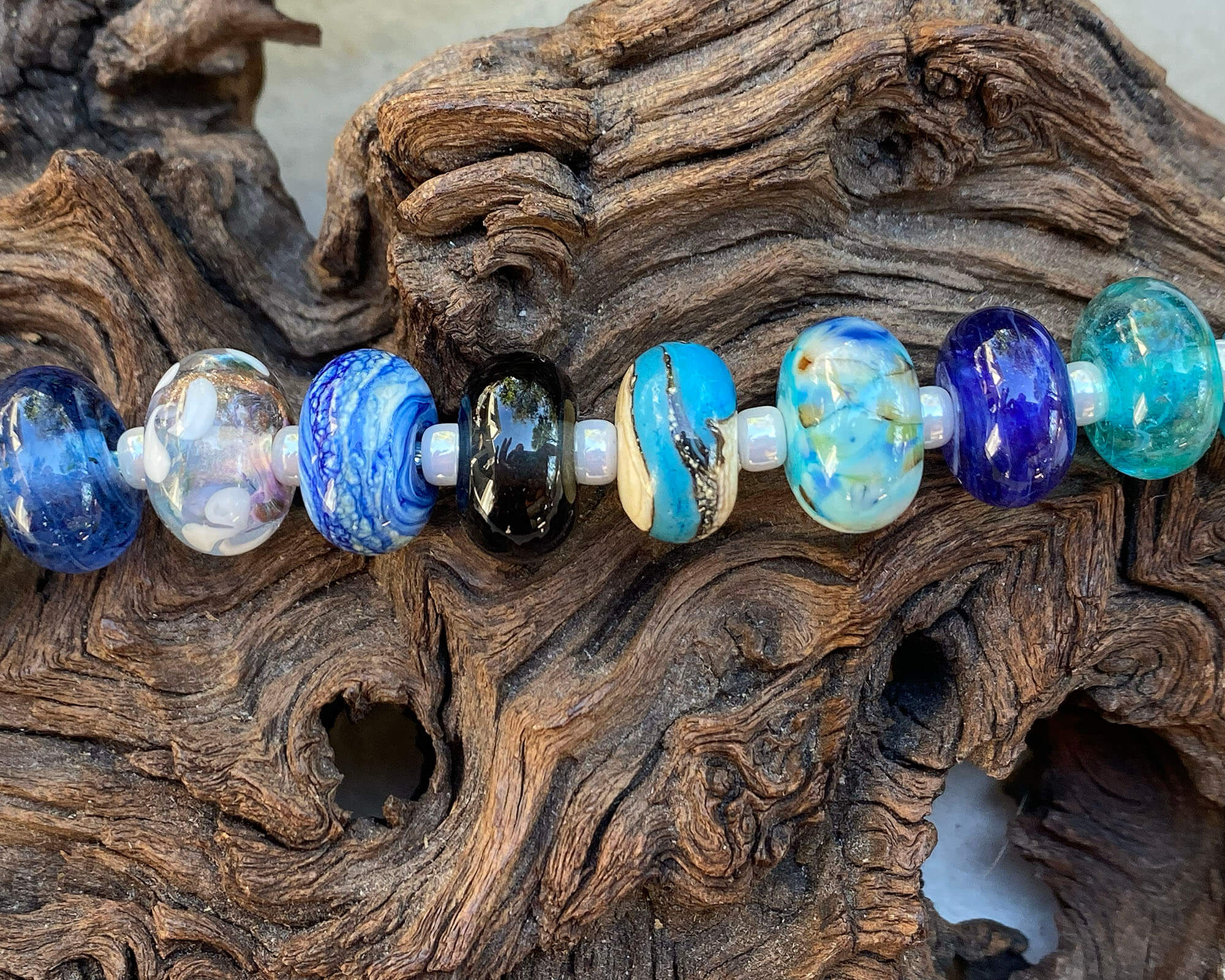 22 Blue Orphan Lampwork Bead Set SRA - Handmade Glass Beads for Jewelry Making, DIY Crafts & Scrapbooking - Perfect for Necklaces, Bracelets & Home Decor