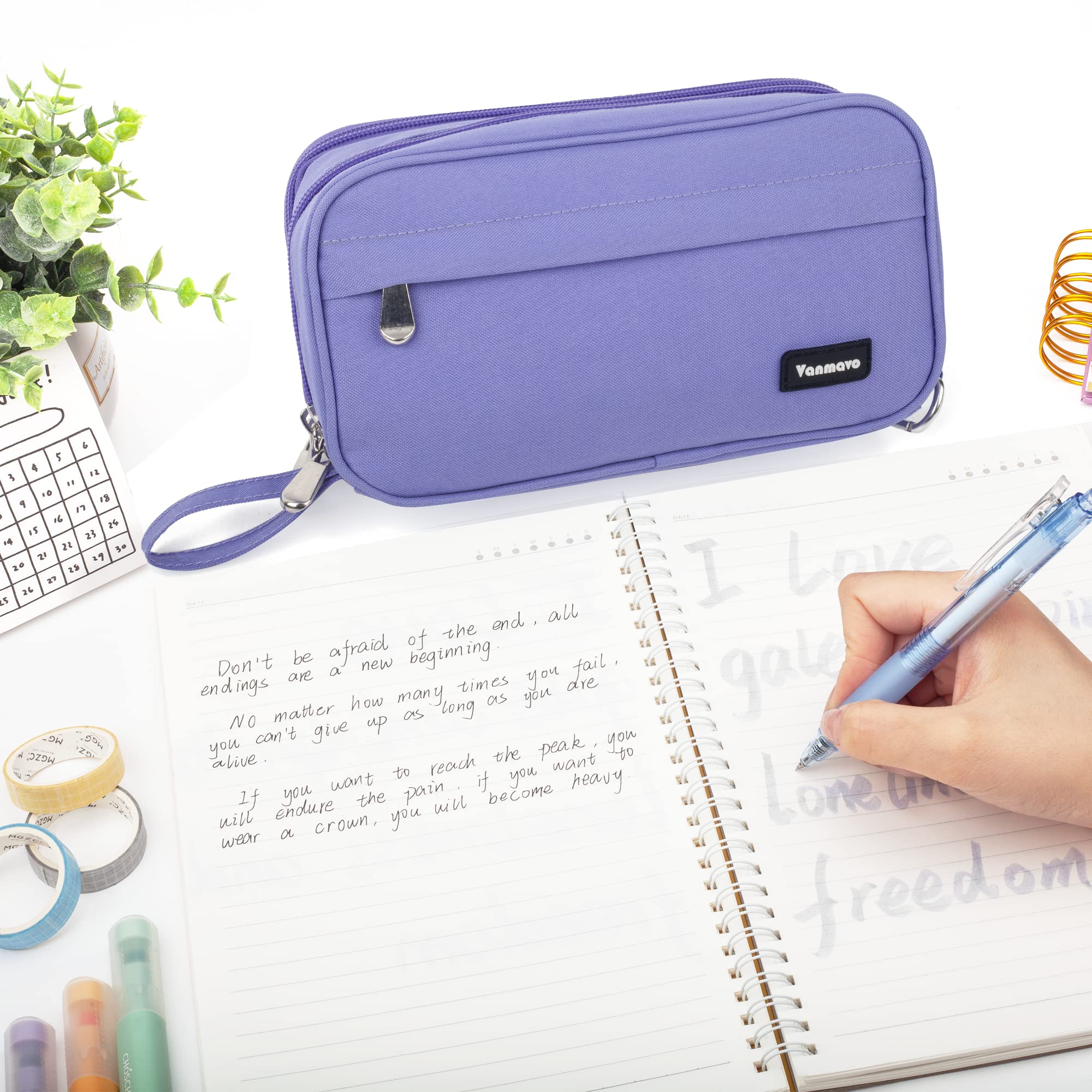 Large Capacity Pencil Case with 3 Compartments - Durable Zippered Pen Pouch for School, Office & Travel - Perfect Organizer for Markers, Pens & Stationery (Ideal for Students, Kids & Adults) - Great for Backpacks, Desks & On-the-Go Use