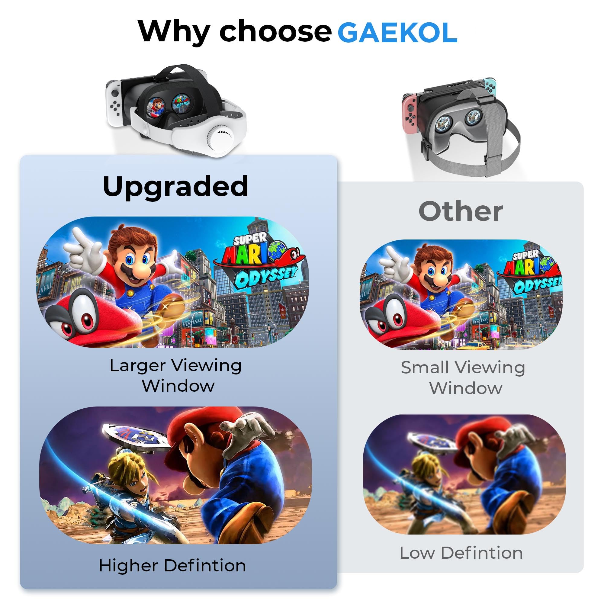 Nintendo Switch VR Headset with Elite Strap - Adjustable 3D VR Glasses for Switch & OLED Model | Lightweight Comfort Design for VR Gaming & Switch Labo VR Kit | Perfect for Home Entertainment & Virtual Reality Experiences