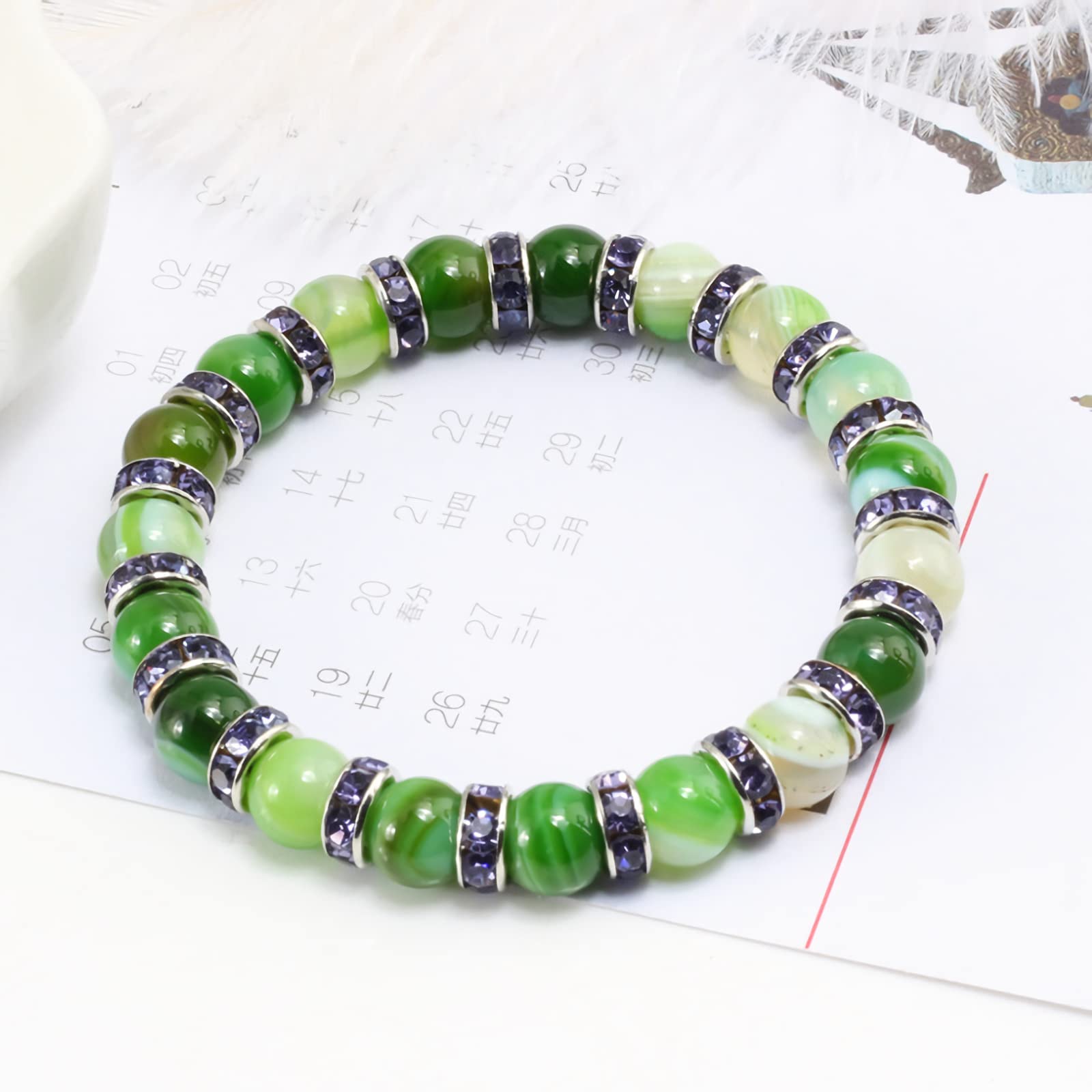 Green Agate Money Attraction Chakra Bracelet - Wealth & Prosperity Stone Beaded Bracelet for Good Luck & Abundance | Perfect for Meditation, Energy Healing & Spiritual Gifts