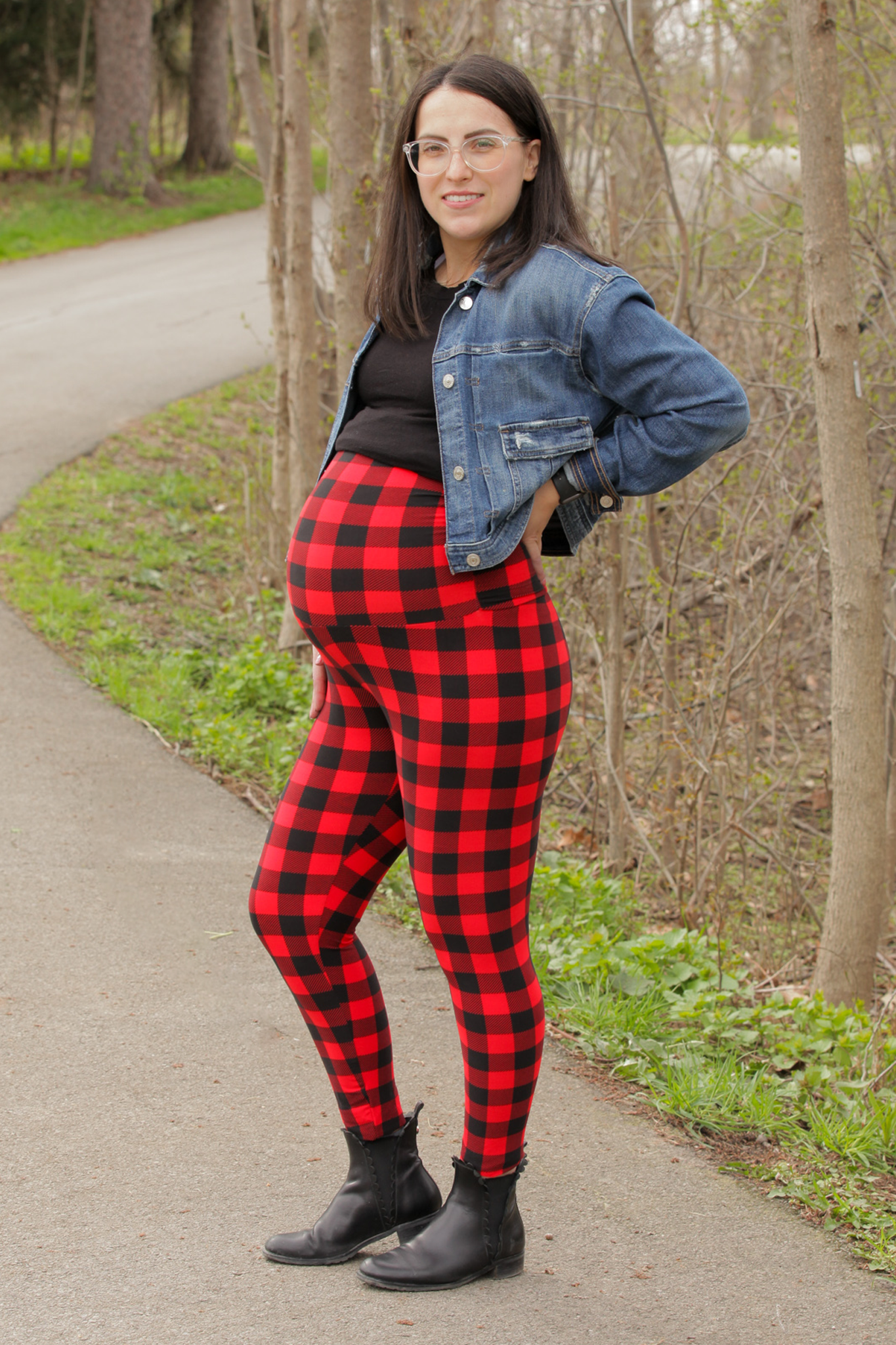 Buffalo Plaid Maternity Leggings - Soft Stretchy Pregnancy Pants for Comfort & Style | Perfect for Work, Yoga & Everyday Wear