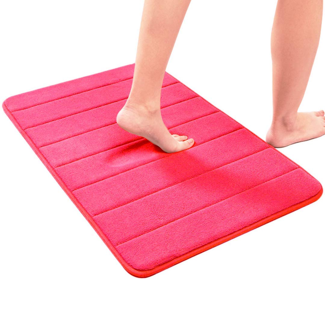 Premium Memory Foam Bath Mat - Non-Slip, Super Absorbent & Quick Dry - Ultra Soft Velvet Bathroom Rug (20x32 Inches, Pink) - Perfect for Bathroom Safety & Comfort, Ideal for Kids & Elderly Use