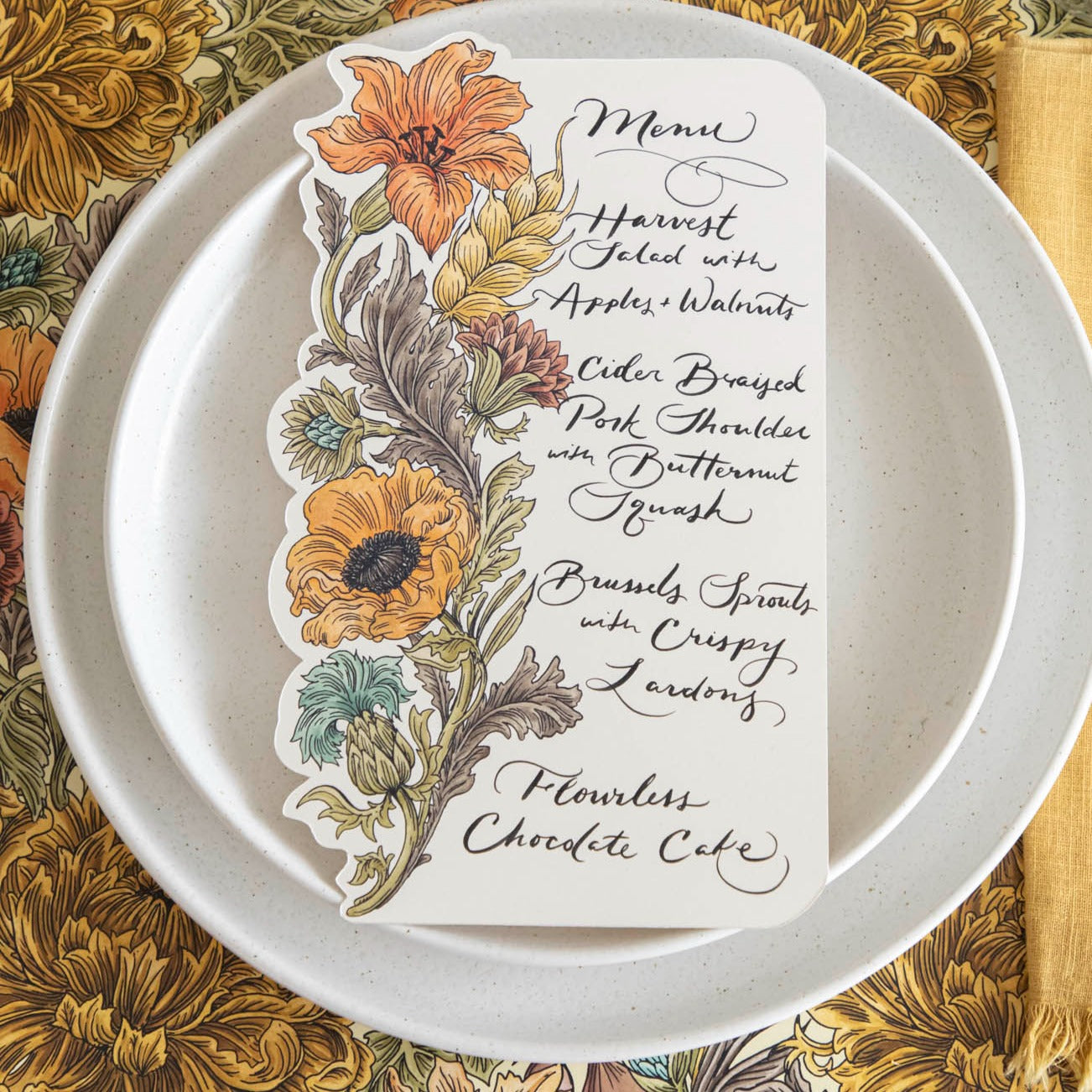 Elegant Autumn Acanthus Table Cards - Perfect for Weddings, Parties, and Holiday Decorations