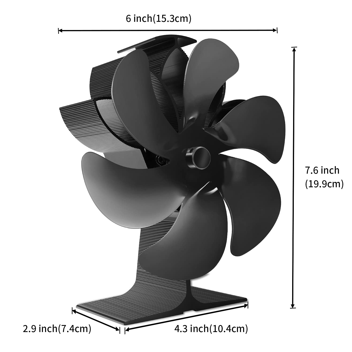 6 Blades Wood Stove Fan - Heat Powered Fireplace Fan for Wood Burning Stove & Gas/Log Burner - Efficient Eco-Friendly Stove Accessory for Home Heating & Energy Savings