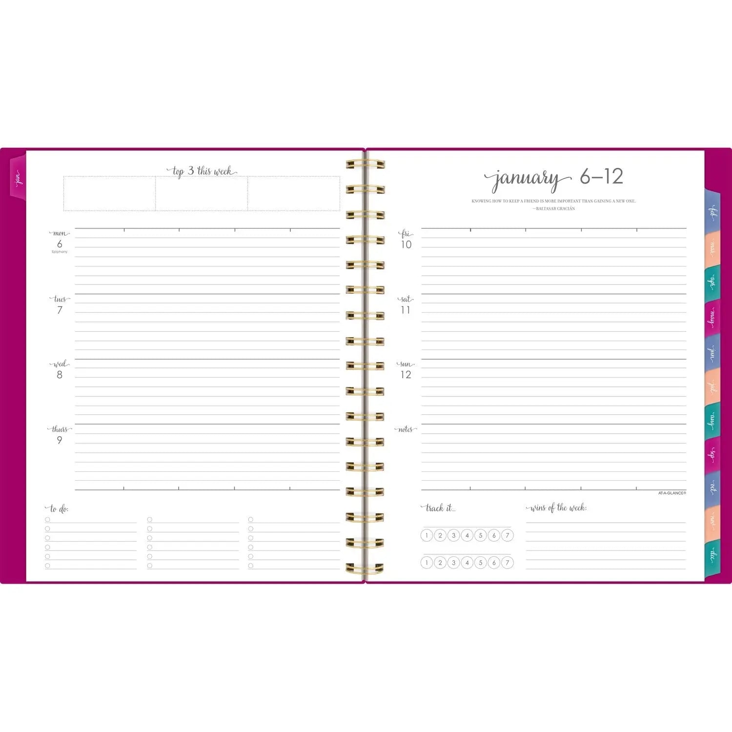 AT A GLANCE Harmony Weekly/Monthly Poly Planner 2025-2026 - 8.88 x 7.69 Inches, Purple & Gold Cover, 13-Month Calendar (January to January) - Perfect for Office, School & Personal Organization
