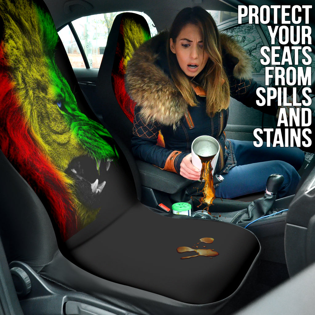 Stylish Rasta Lion Roaring Car Seat Covers - Perfect for Reggae Fans & Car Enthusiasts | Durable & Fashionable Auto Accessories for Jeep, Truck, SUV | Great Gift Idea for Birthdays & Holidays