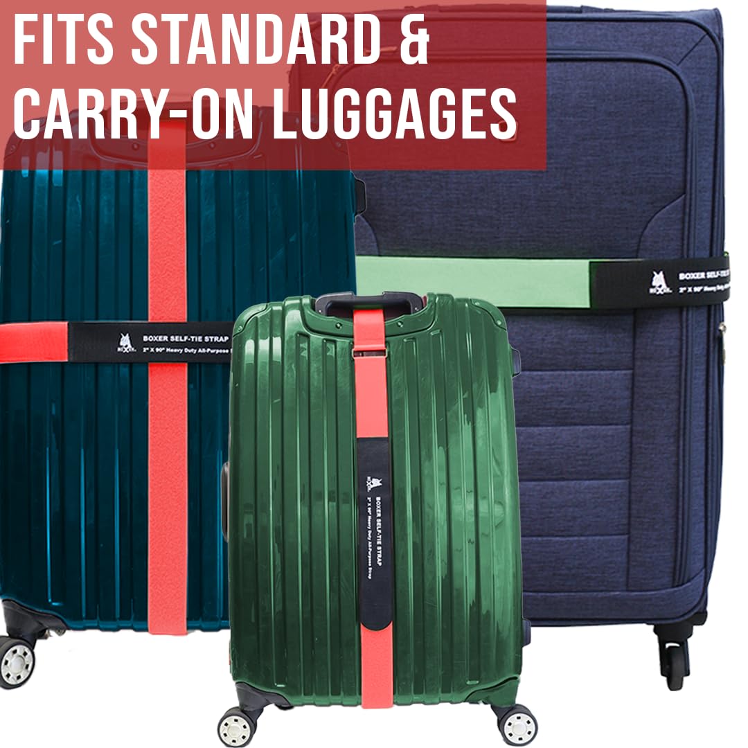 4 Pack Heavy Duty Velcro Luggage Straps for Travel - Adjustable & Secure Suitcase Straps for Airplane, Train & Cruise Travel Accessories