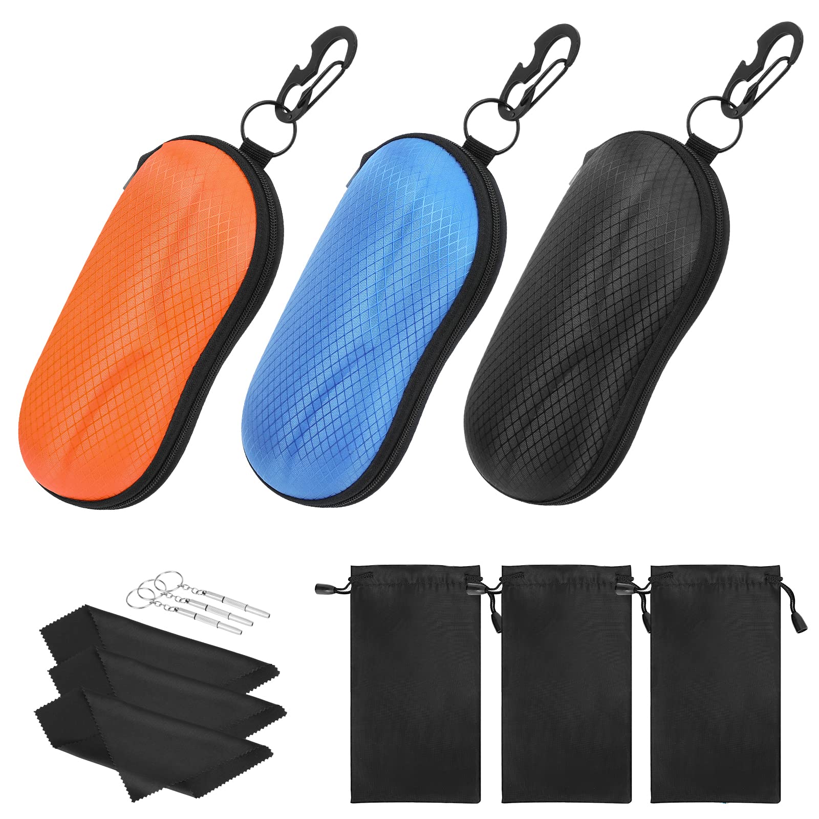 MoKo Semi Hard Shell Sunglasses Case - Unisex Protective Eyeglass Holder with Metal Hanging Hook | Travel, Outdoor, and Daily Use Accessory for Men & Women