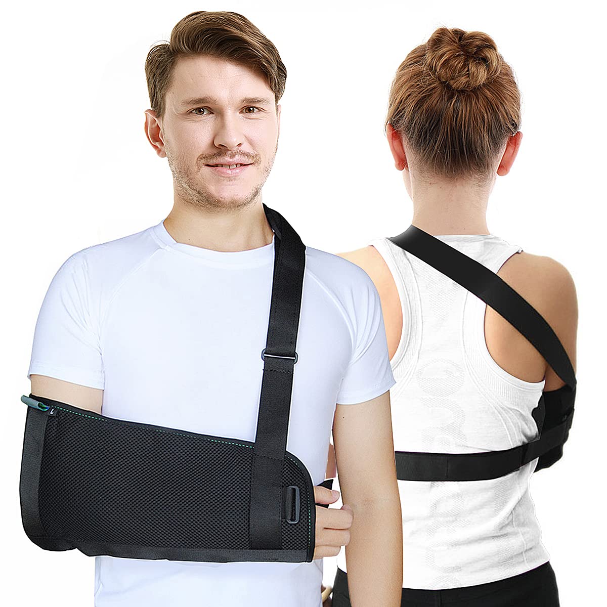 Shoulder Sling for Injury Support - Adjustable Arm Immobilizer with Back Belt for Men & Women (Left/Right Arm) - Lightweight Rotator Cuff & Elbow Wrist Support - Size M - Ideal for Post-Surgery Recovery, Sports Injuries & Daily Comfort