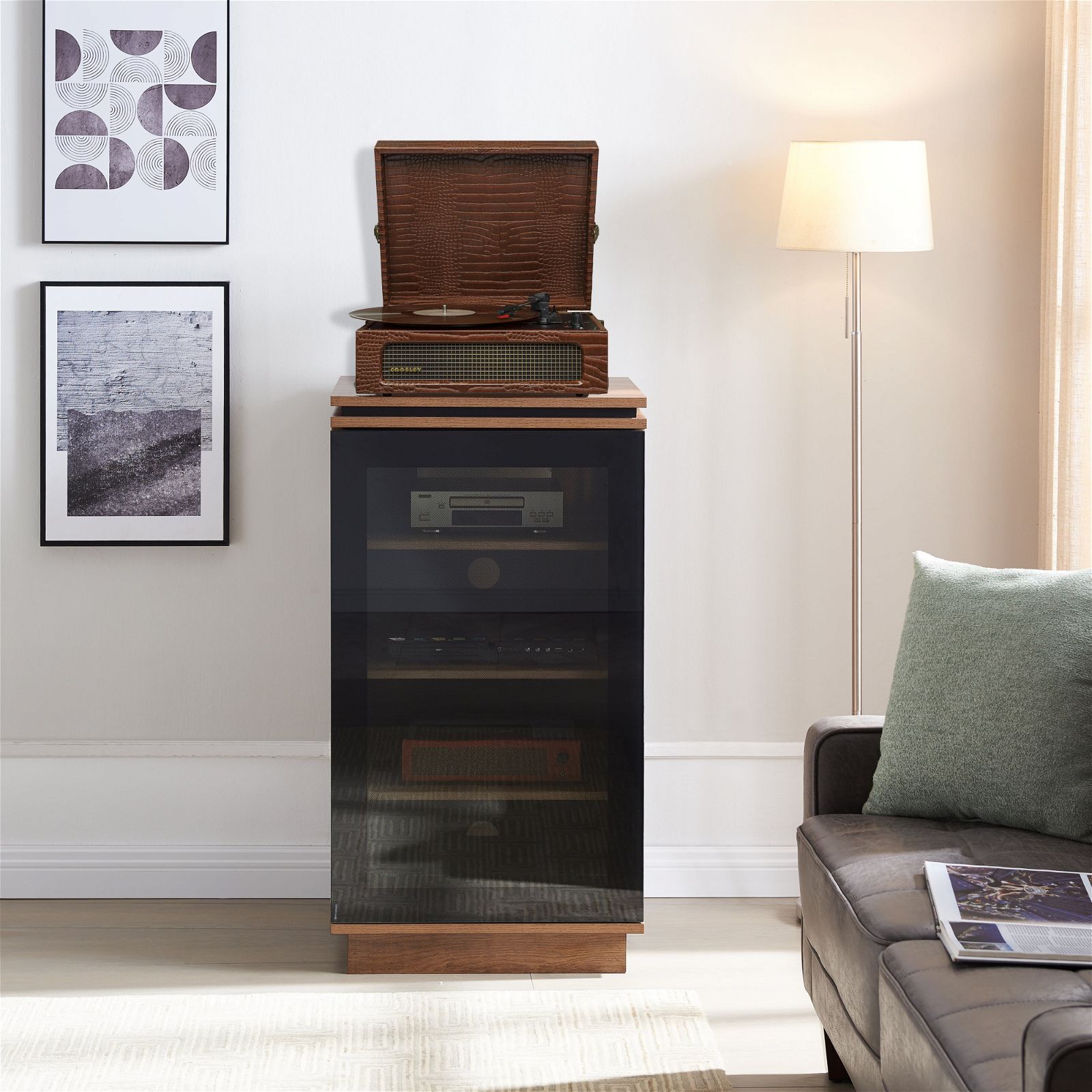 Crosley Voyager Brown Croc Bluetooth Portable Turntable with Record Storage Crate - Vintage Vinyl Player for Home, Office & Outdoor Music Listening