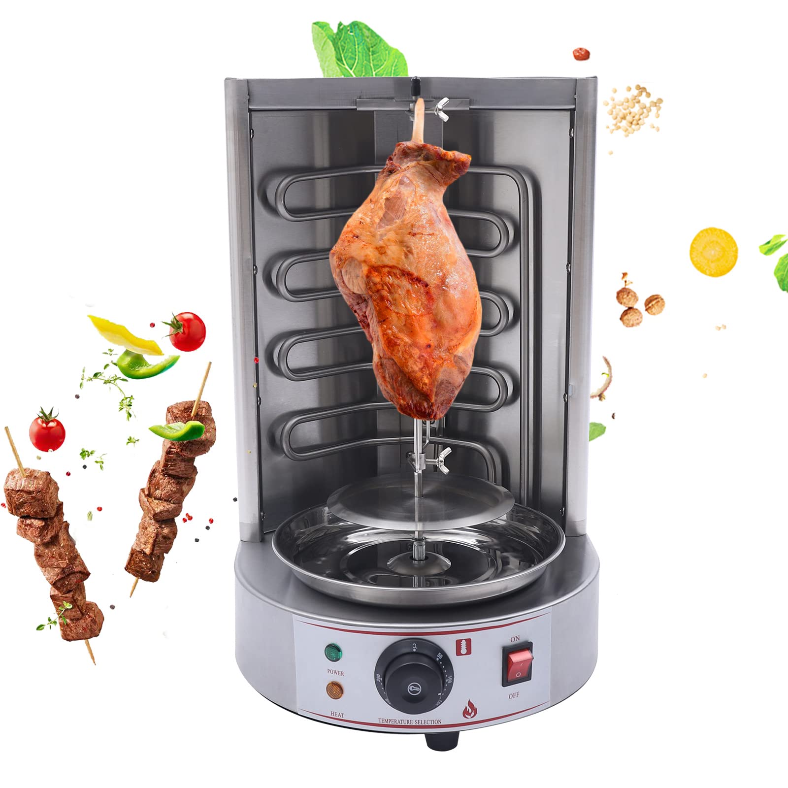 Commercial Electric Shawarma Grill Machine - Automatic Rotating Gyros Rotisserie for Home & Restaurant Use | Perfect for Mediterranean, Middle Eastern Cuisine & Catering Events (Style B)