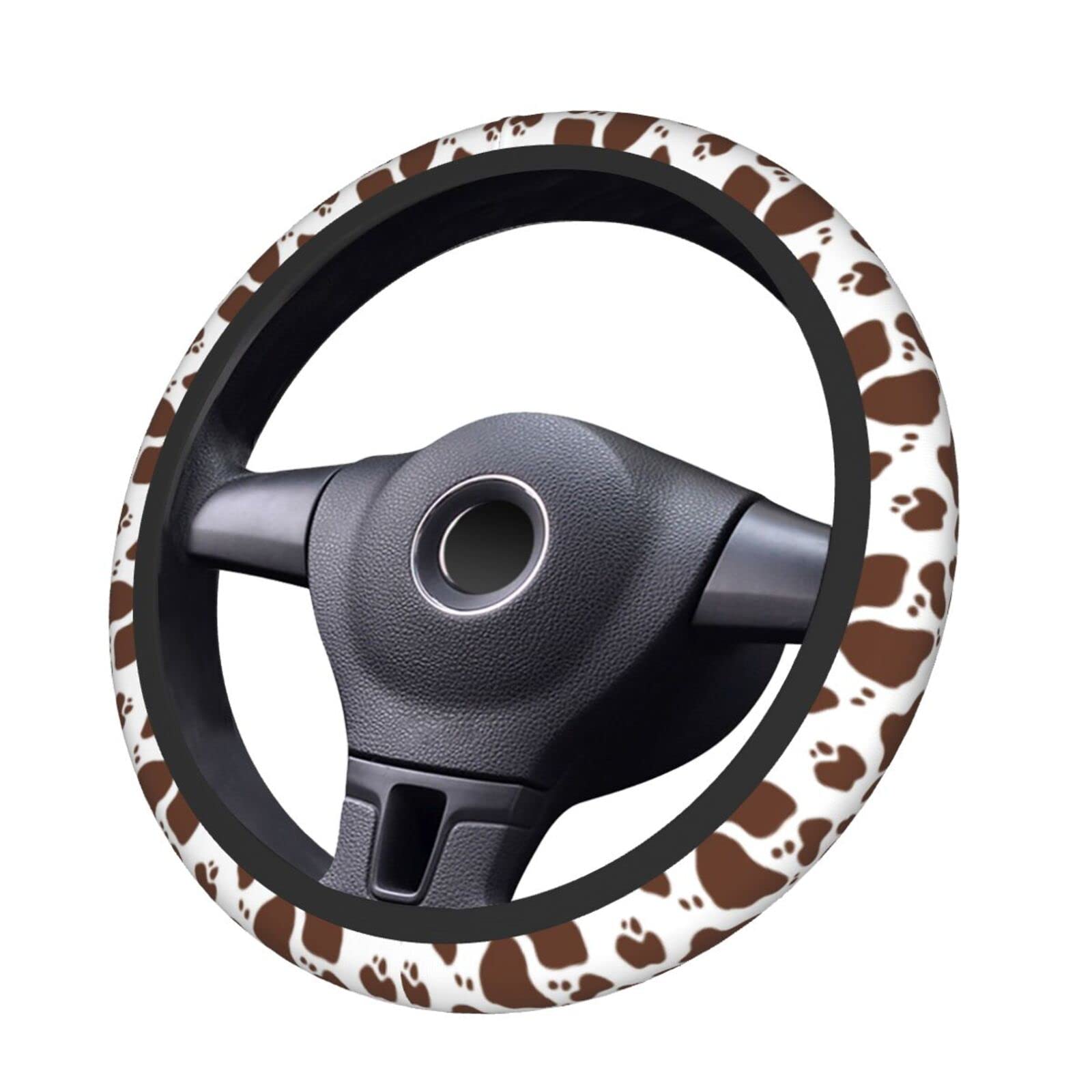 Cute Cow Print Steering Wheel Cover - Universal Fit 15 Inch for Women & Girls - Soft Non-Slip Car Accessories for Comfort & Style - Perfect for Daily Commute, Road Trips & Gift Giving