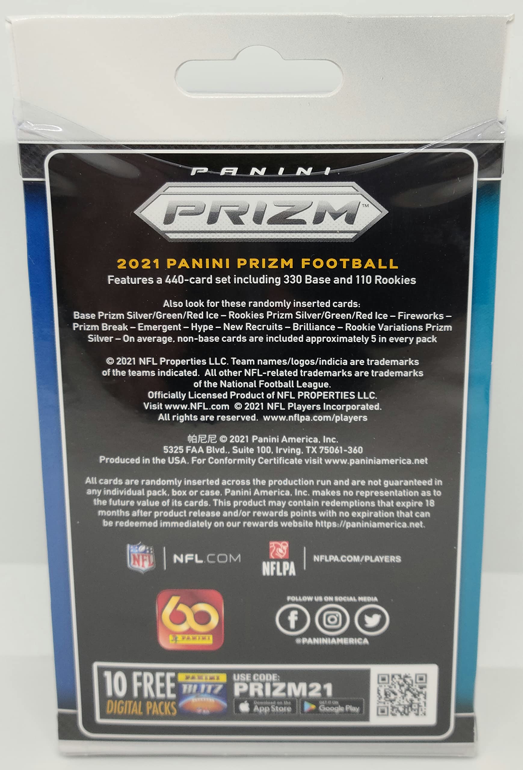 2021 Panini Prizm Football Trading Cards Hanger Box - 20 NFL Collectible Cards for Trading, Collecting & Fantasy Sports | Perfect for Sports Fans, Card Collectors & Gift Giving